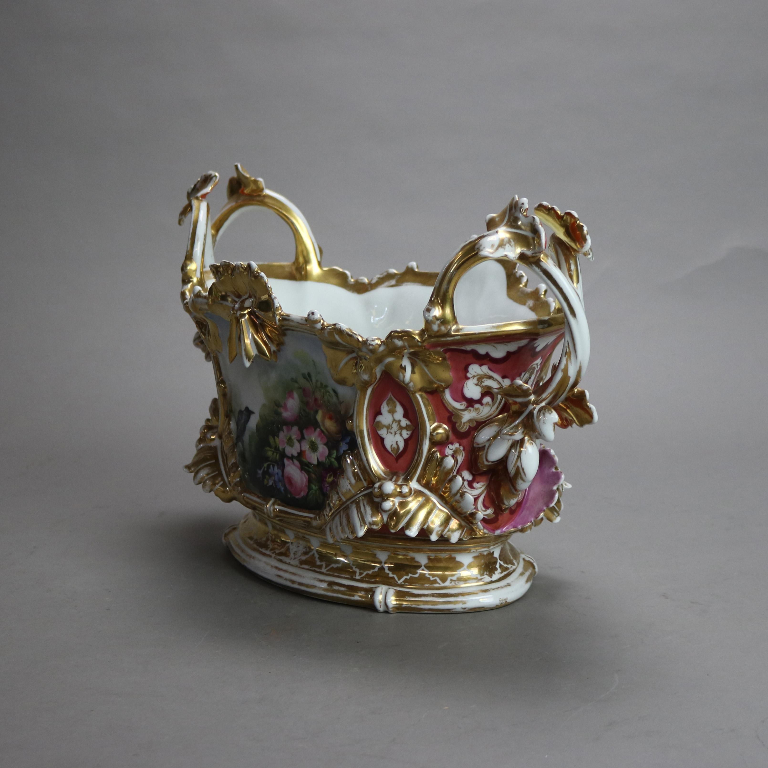Oversized Antique French Jacob Petit Hand Painted & Gilt Porcelain Bowl C1880 2
