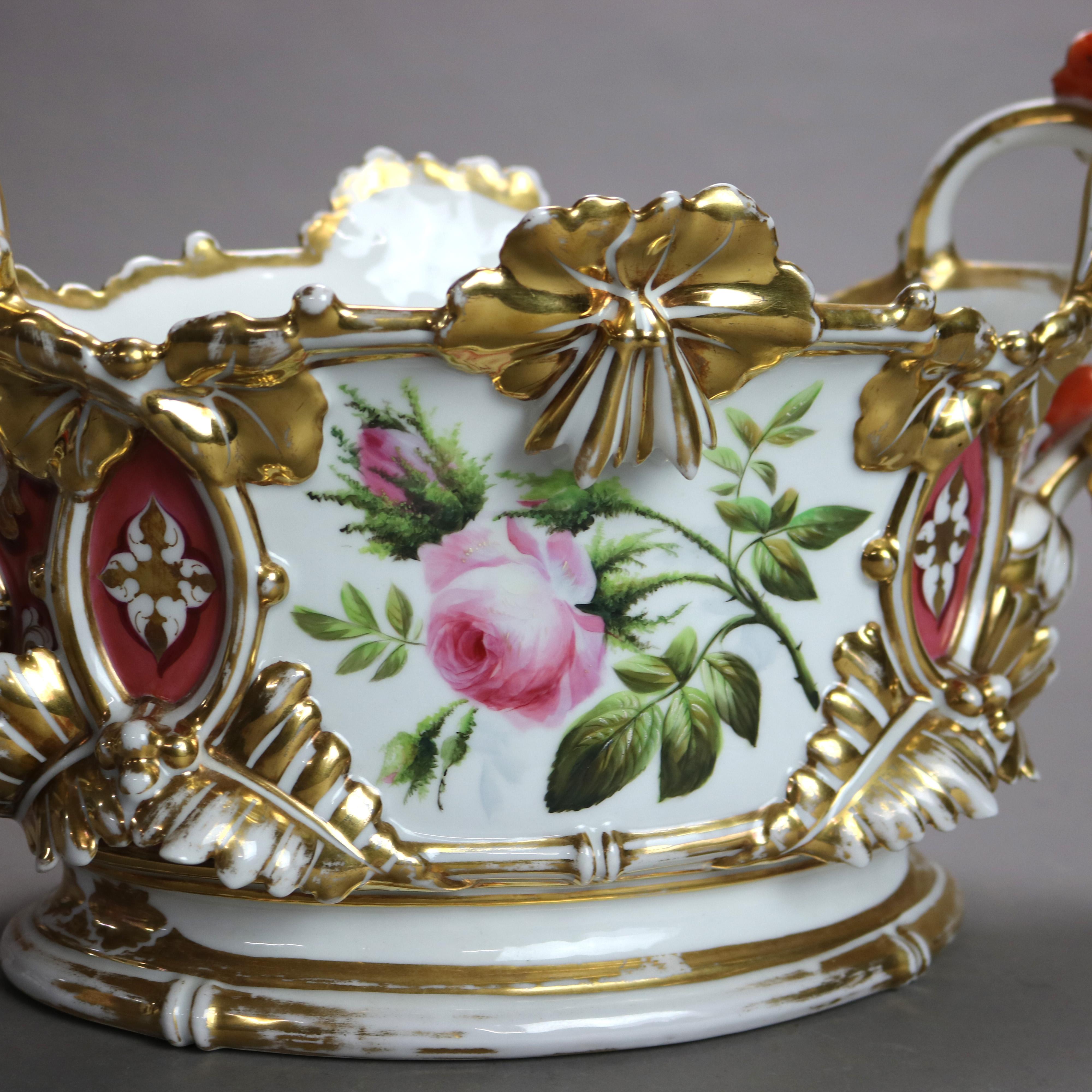 Oversized Antique French Jacob Petit Hand Painted & Gilt Porcelain Bowl C1880 3