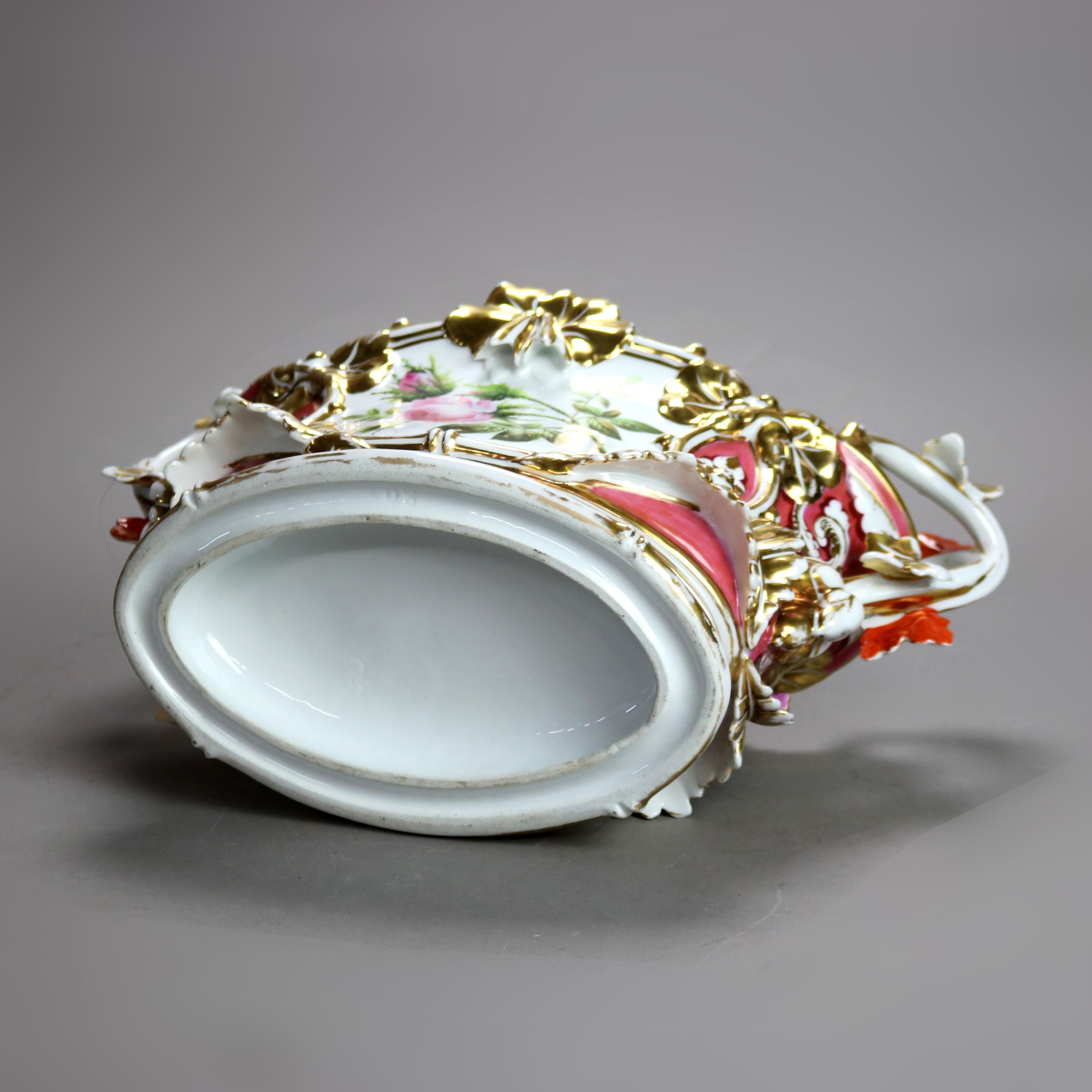 Oversized Antique French Jacob Petit Hand Painted & Gilt Porcelain Bowl C1880 4