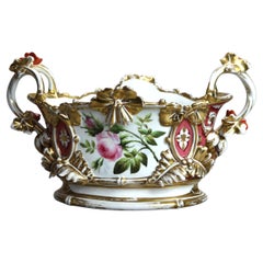 Oversized Antique French Jacob Petit Hand Painted & Gilt Porcelain Bowl C1880