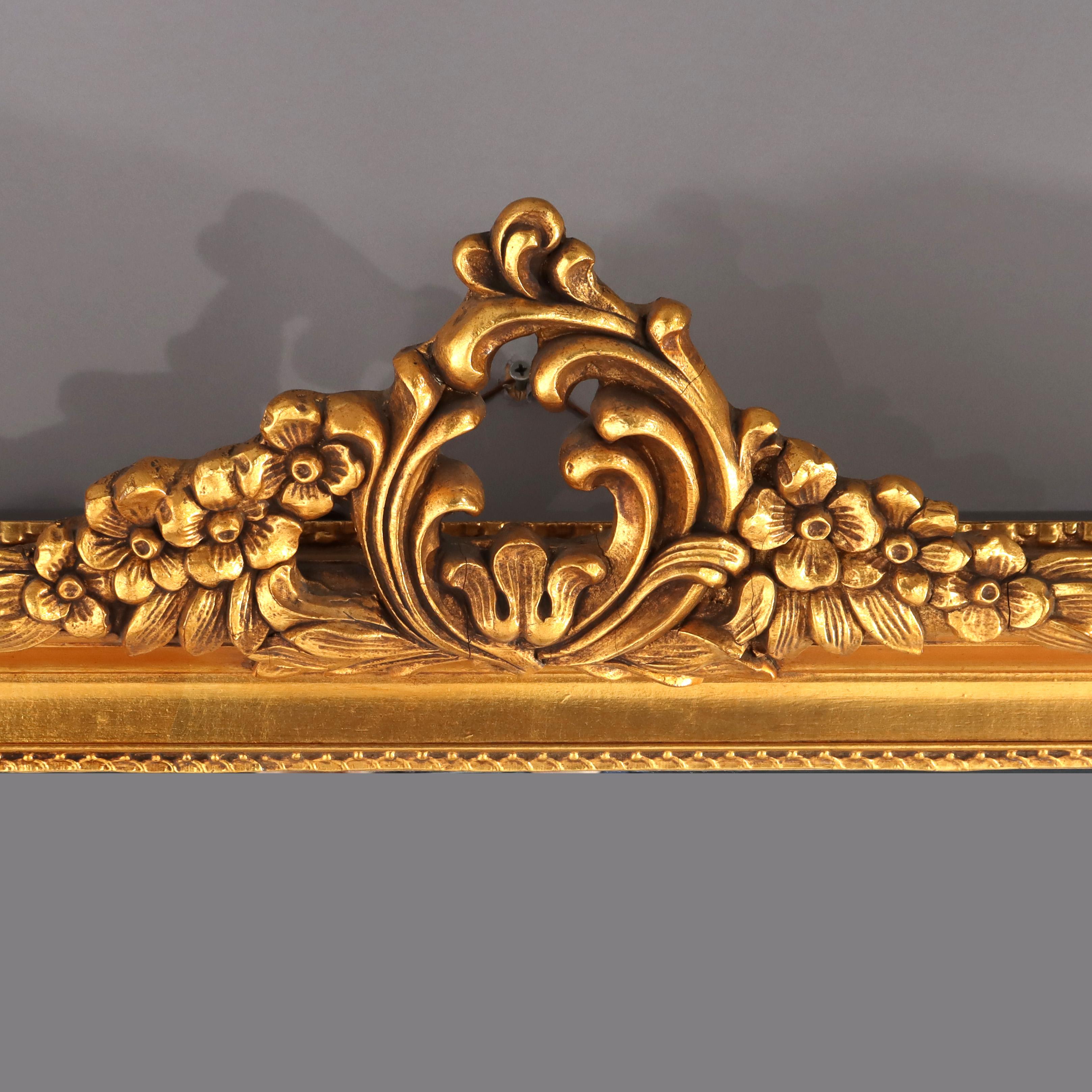 ***Reduced In-House Delivery Rates - Click on “Ask Seller” to Request a Quote***
Oversized Antique French Louis XIV Carved Gilt Wood Wall Mirror C1920.    
50