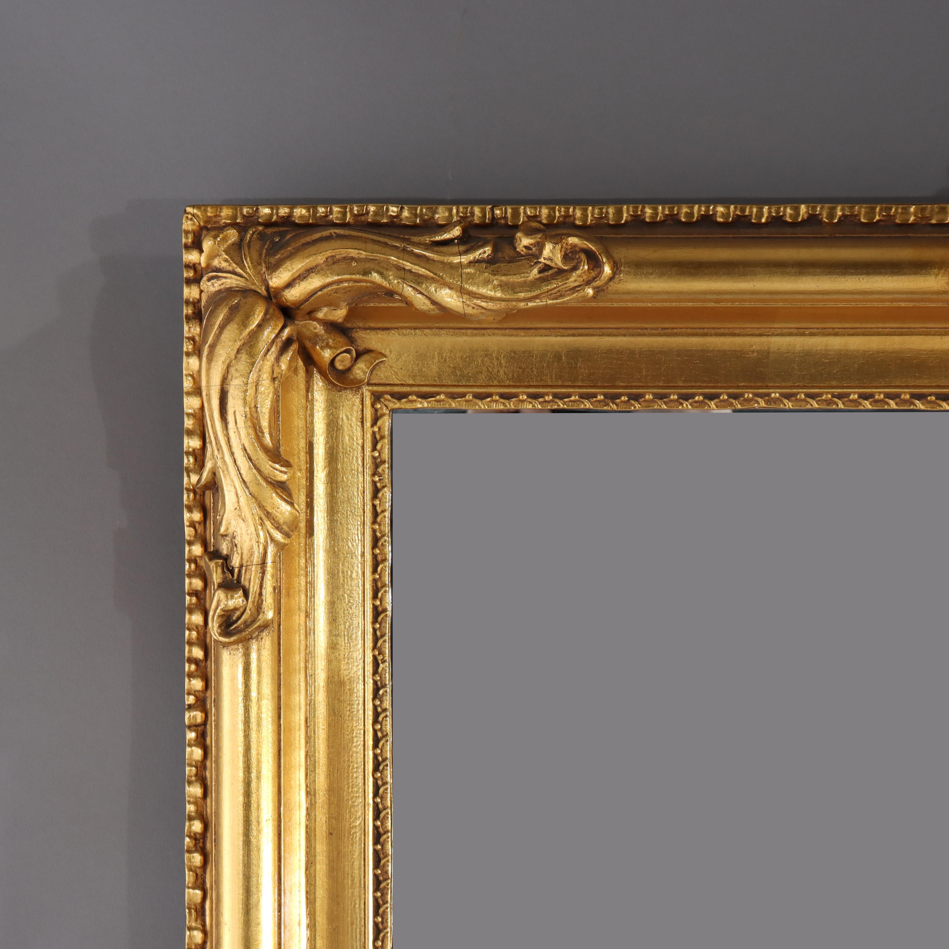 20th Century Oversized Antique French Louis XIV Carved Gilt Wood Wall Mirror c1920 For Sale