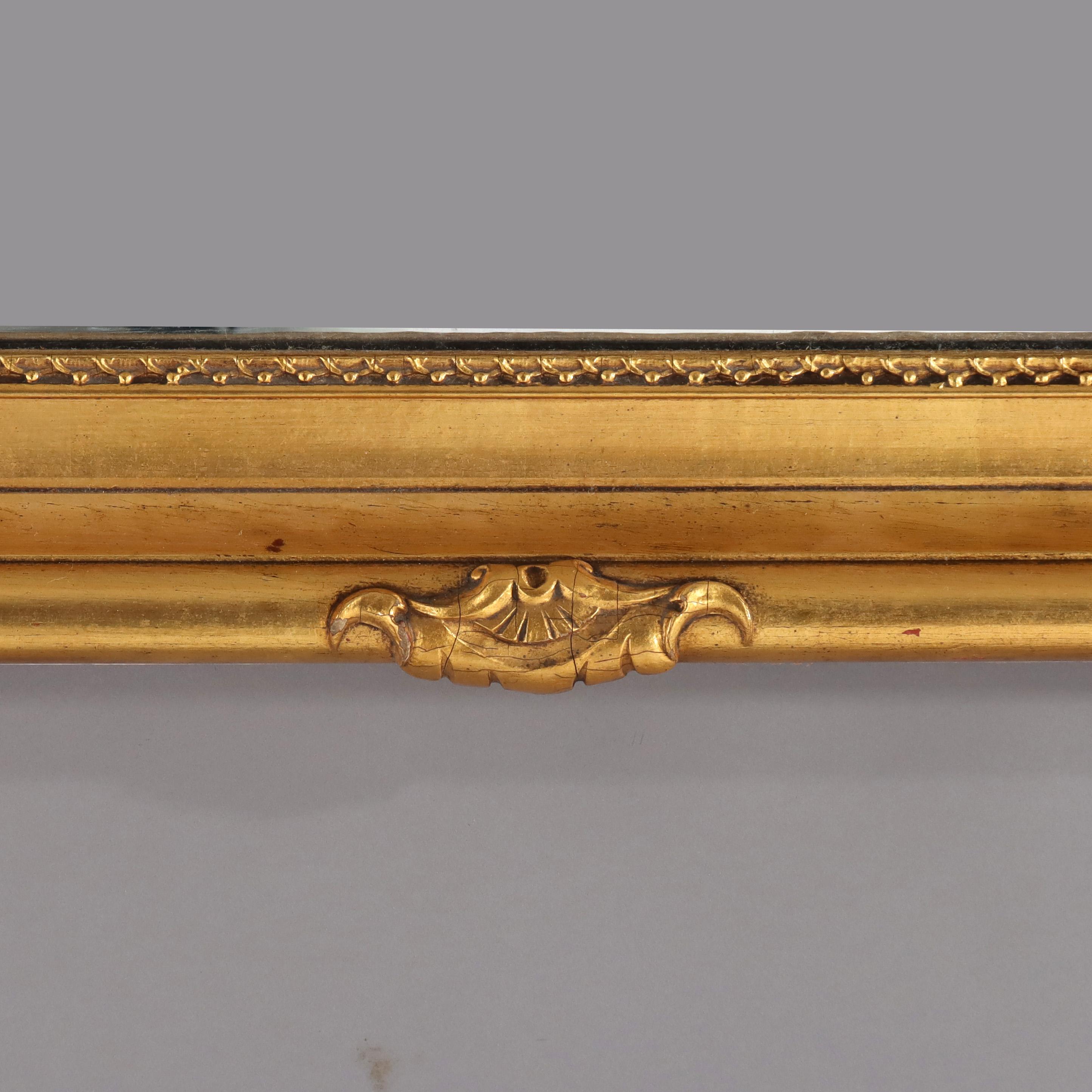 Oversized Antique French Louis XIV Carved Gilt Wood Wall Mirror c1920 For Sale 4