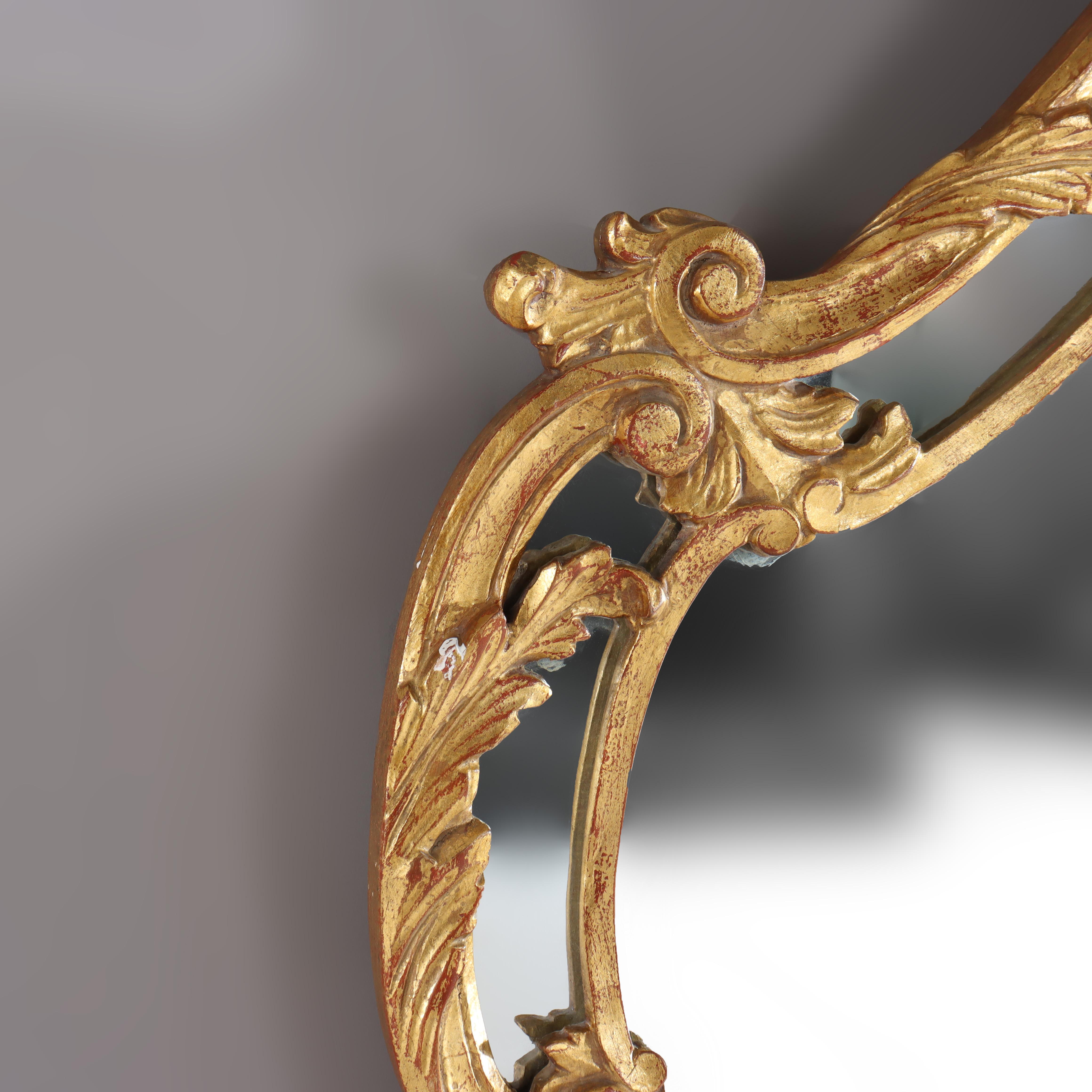 Oversized Antique French Louis XIV Style Rococo Gilt Wood Mirror C1920
Measures - 51.75