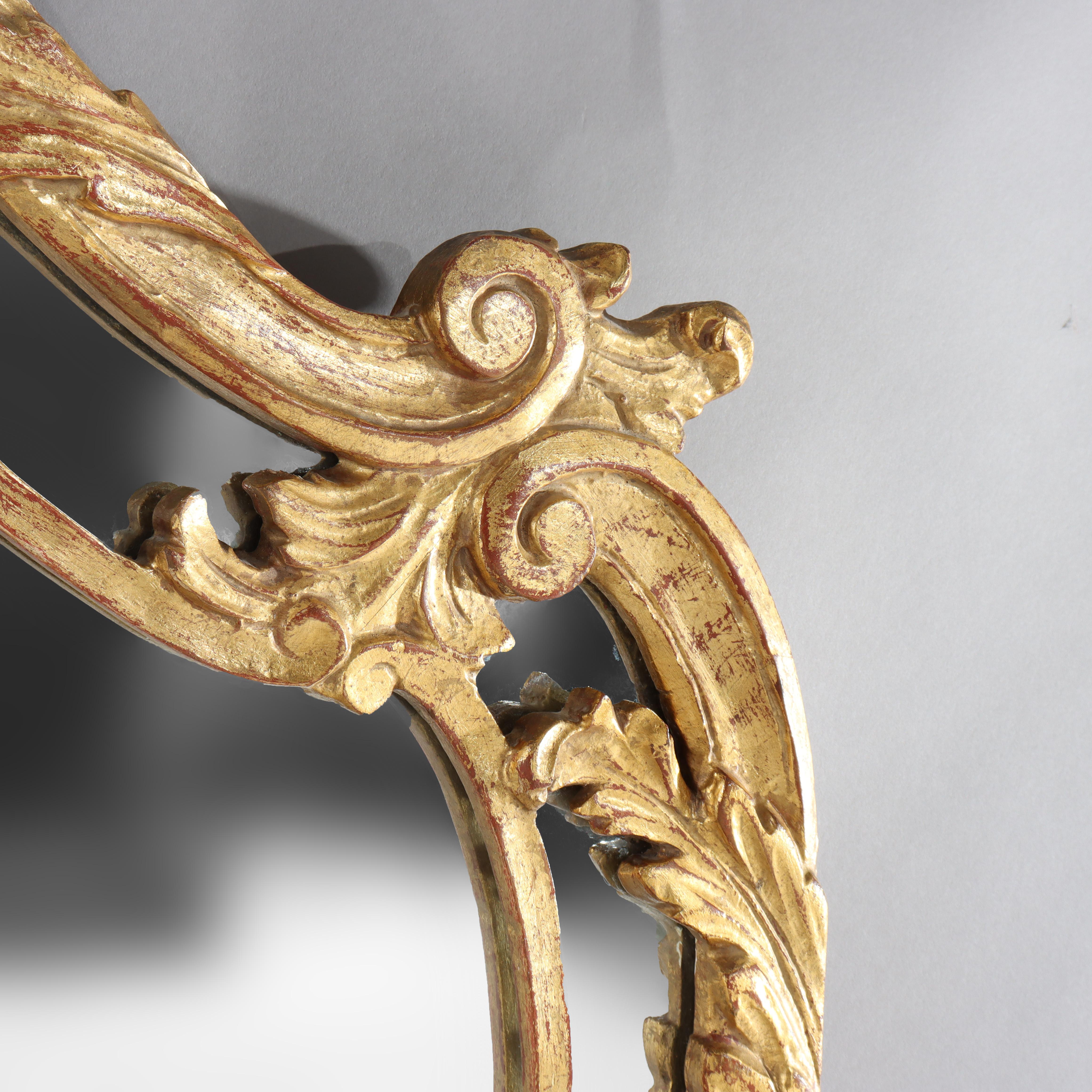 20th Century Oversized Antique French Louis XIV Style Rococo Giltwood Mirror C1920 For Sale