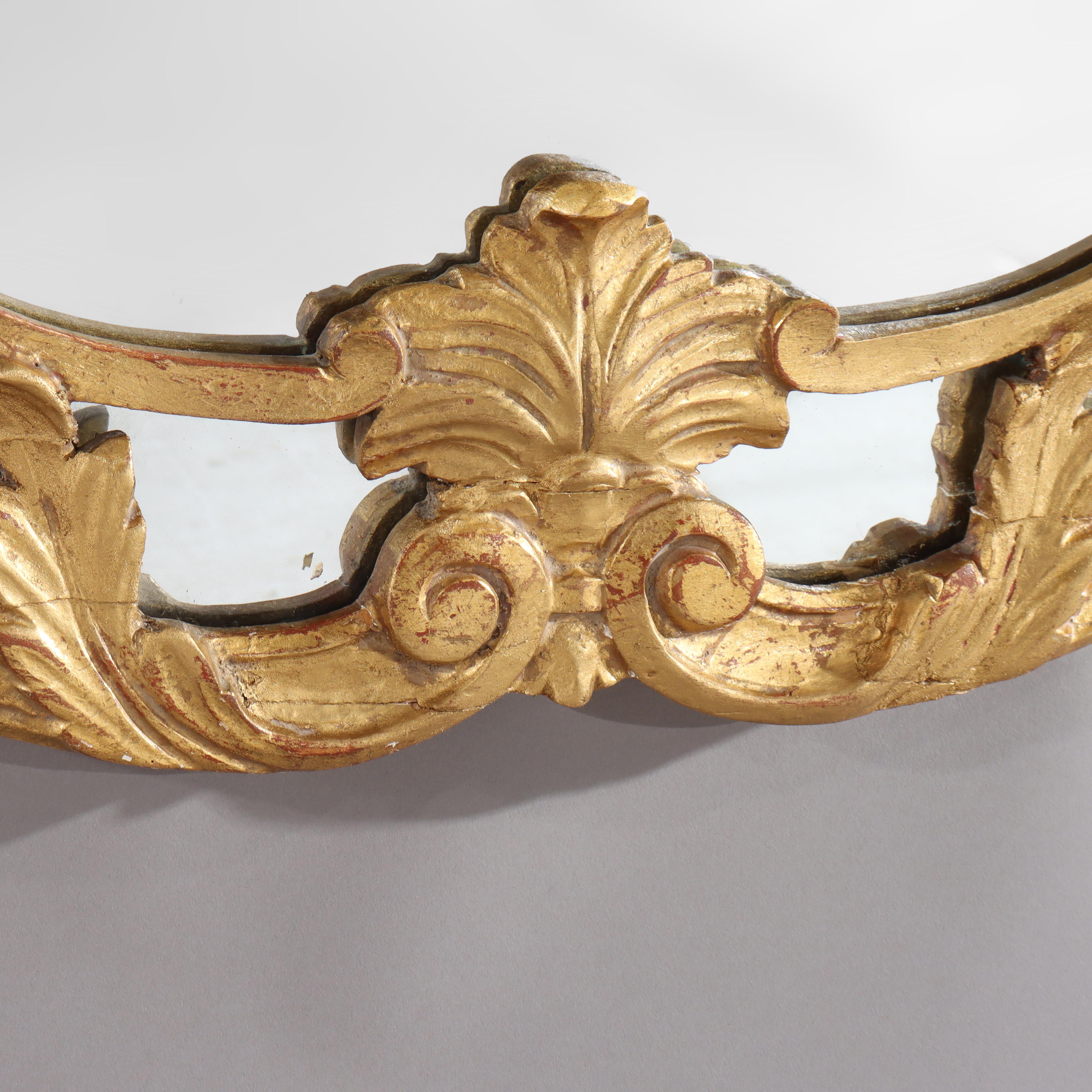 Oversized Antique French Louis XIV Style Rococo Giltwood Mirror C1920 For Sale 1