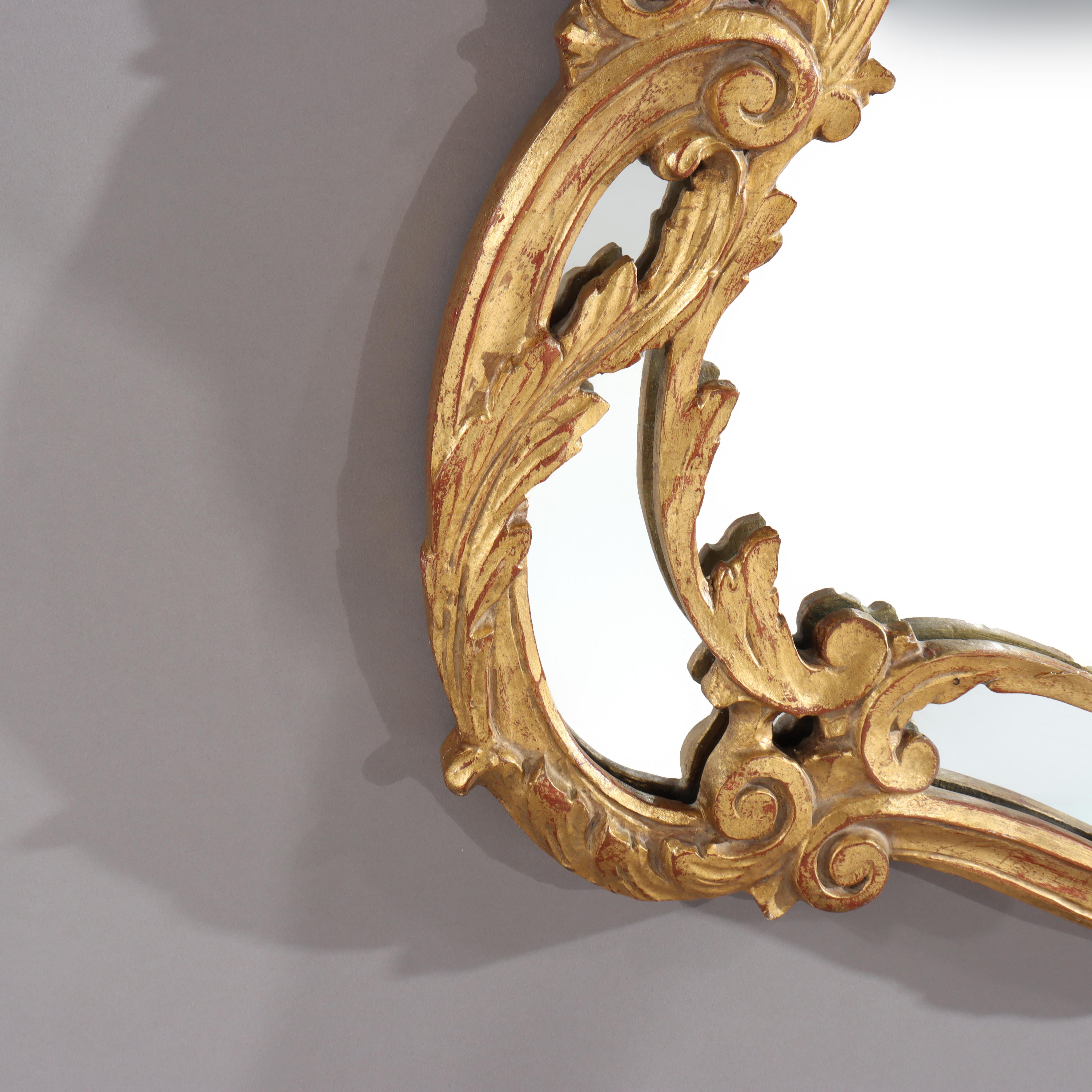 Oversized Antique French Louis XIV Style Rococo Giltwood Mirror C1920 For Sale 2