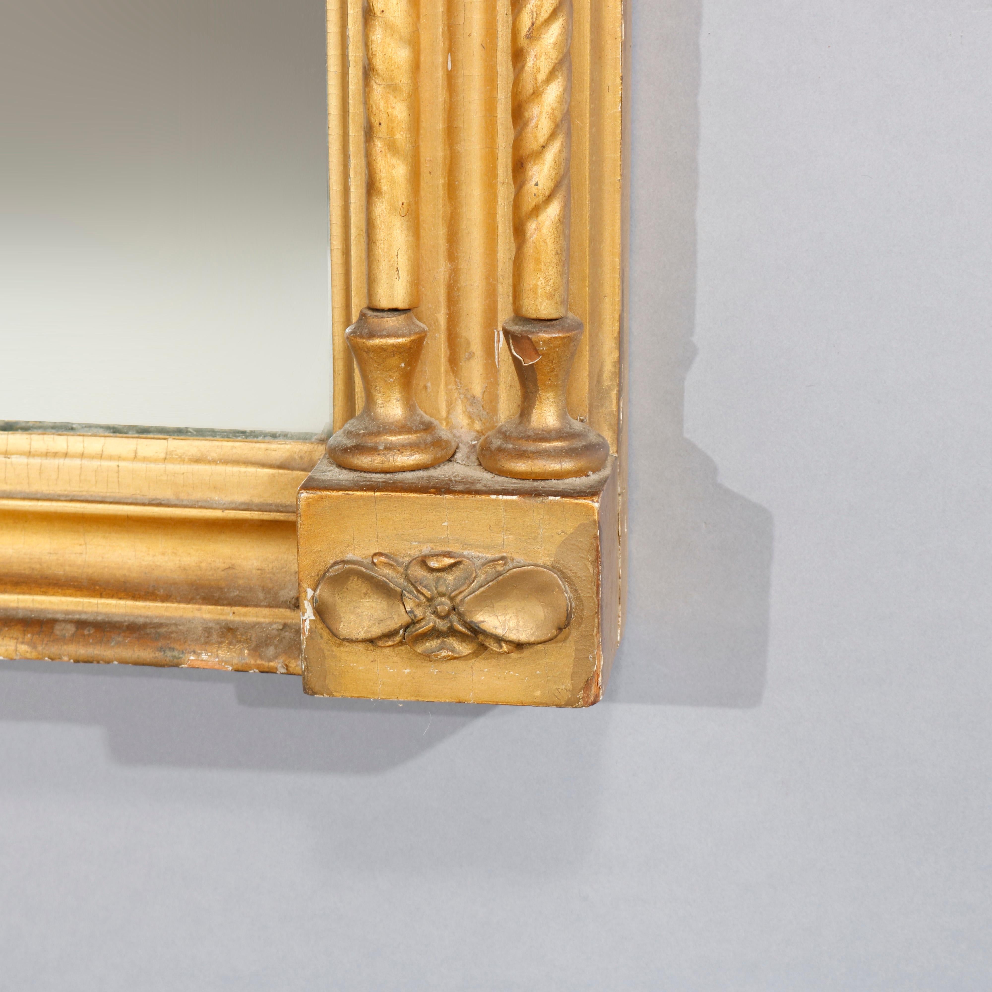 Oversized Antique French Louis XVI Gold Giltwood Trumeau Wall Mirror, circa 1890 4