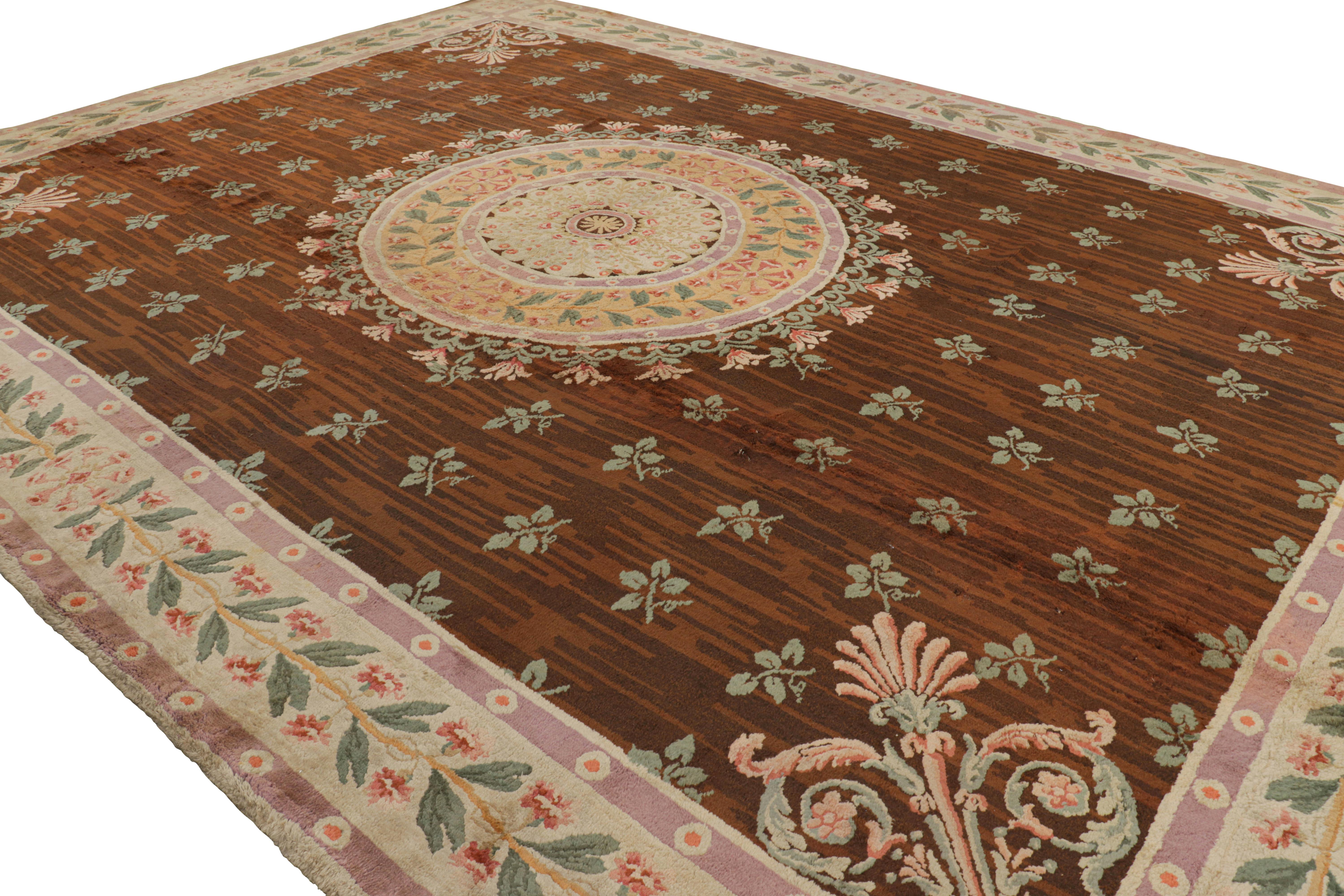 Oversized Antique French Savonnerie Rug with Floral Medallion In Good Condition For Sale In Long Island City, NY