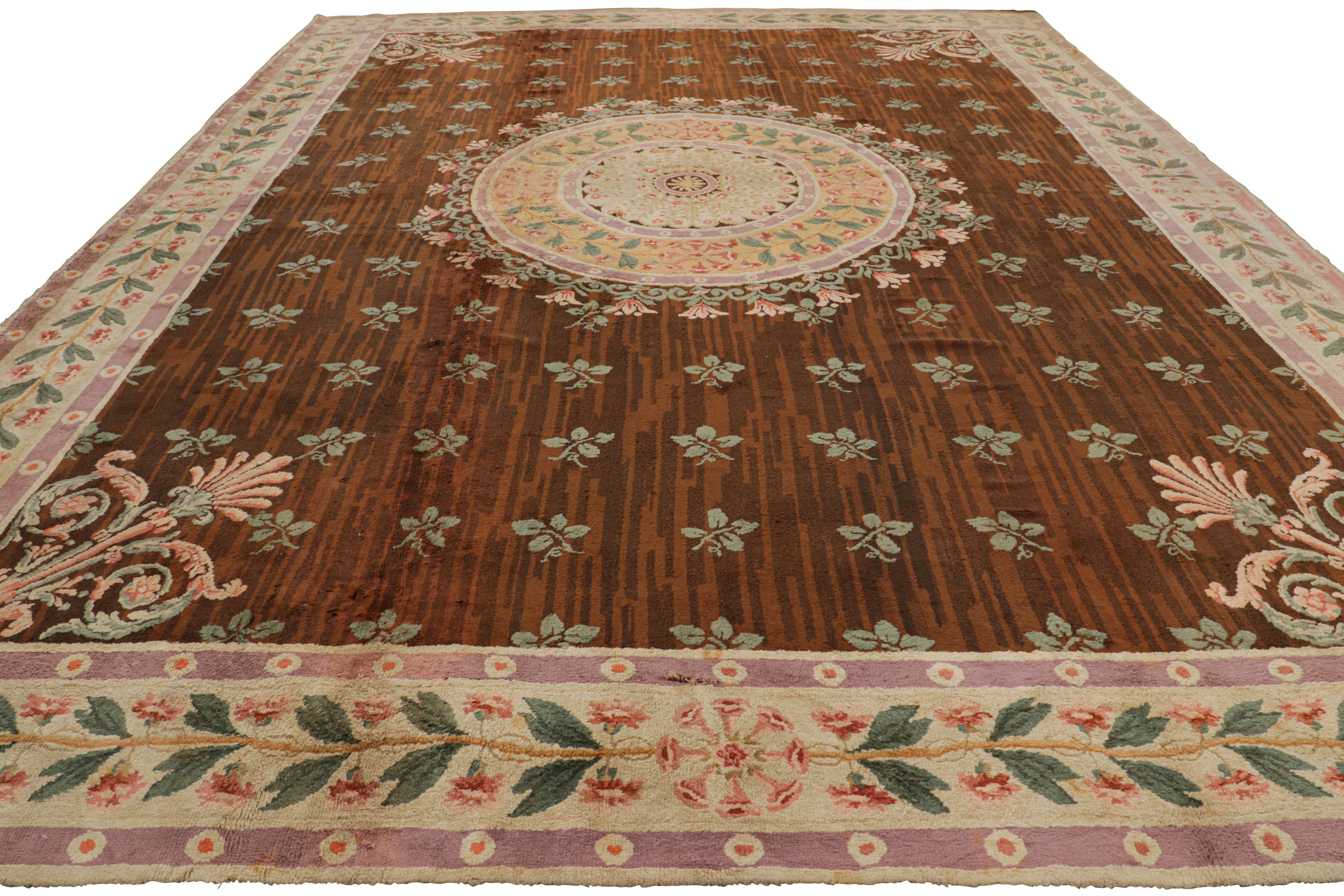 Late 19th Century Oversized Antique French Savonnerie Rug with Floral Medallion For Sale