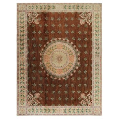 Oversized Antique French Savonnerie Rug with Floral Medallion, from Rug & Kilim