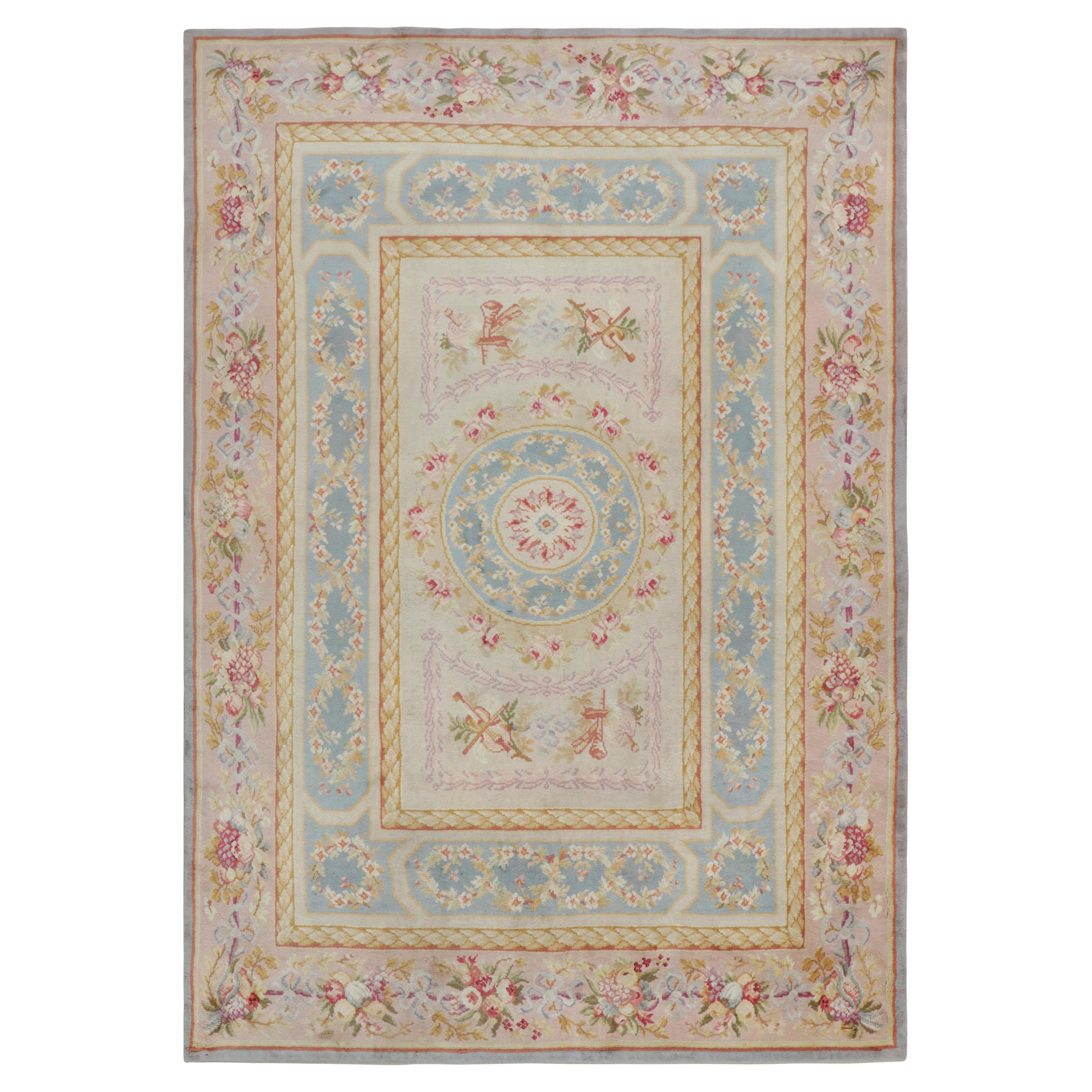 Oversized Antique French Savonnerie Rug with Floral Medallion