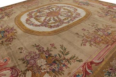 Oversized Antique French Savonnerie Rug with Floral Patterns