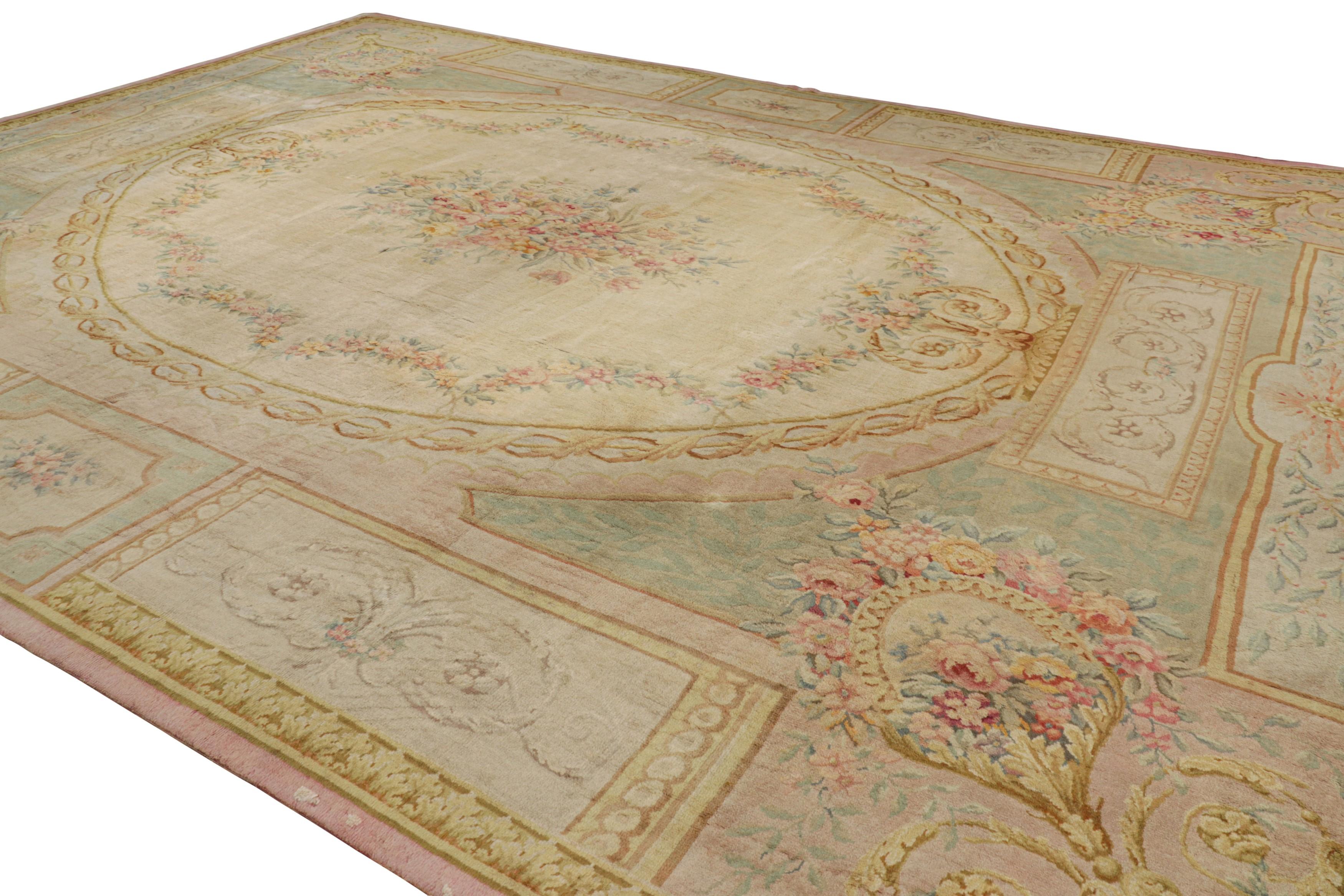Oversized Antique French Savonnerie Rug with Floral Patterns  Rug & Kilim In Good Condition For Sale In Long Island City, NY