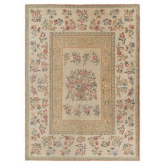 Tapis ancien surdimensionné de la Savonnerie française à motifs floraux - Rug & Kilim