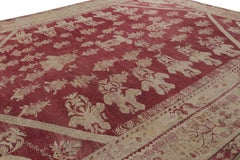 Oversized Antique Ghiordes Rug in Red & Gold with Floral Patterns - Rug & Kilim