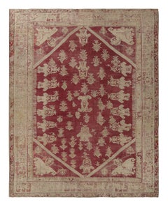 Übergroßer antiker Ghiordes-Teppich in Rot & Gold mit Blumenmustern - Rug & Kilim