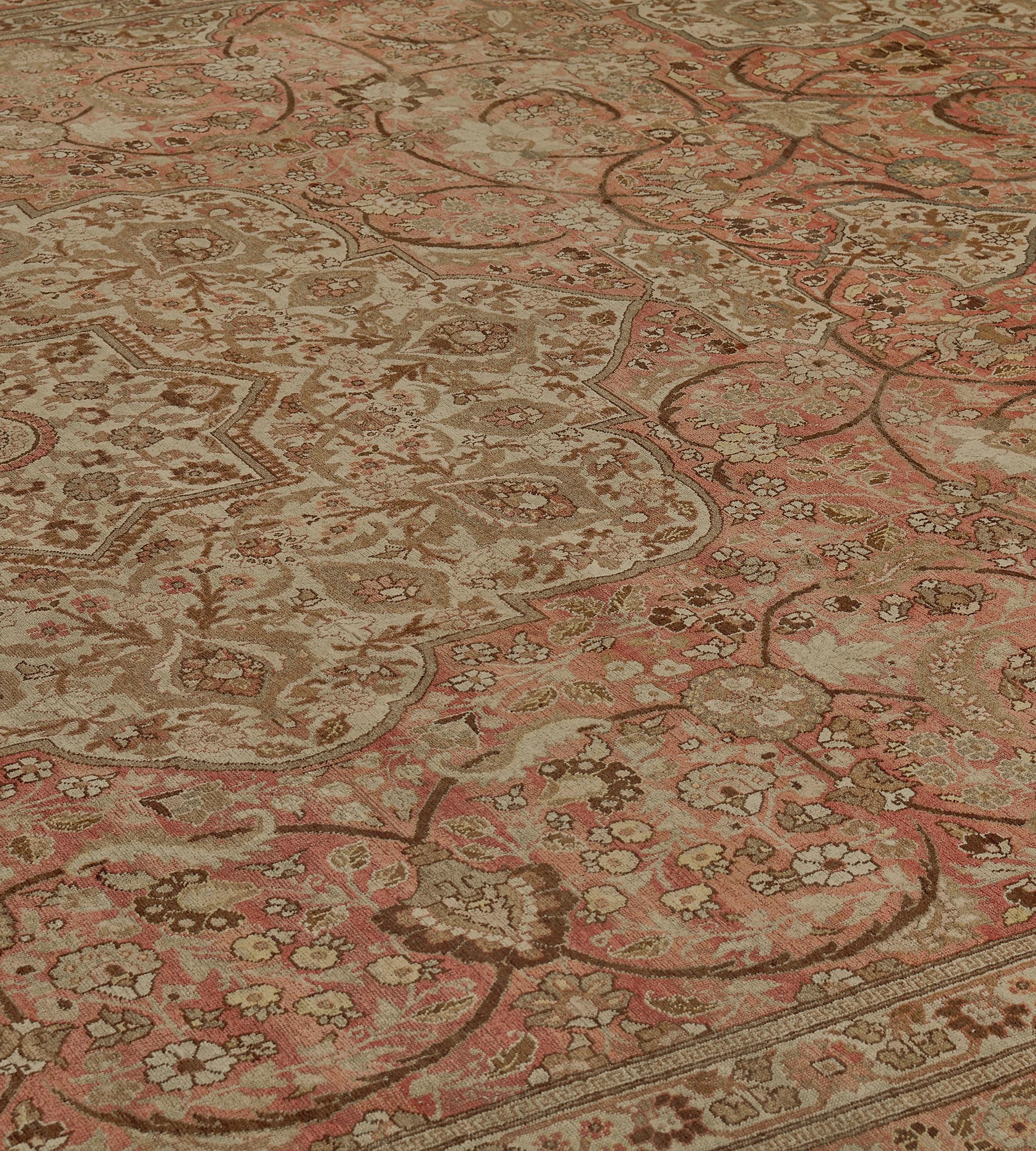 Tappeto Tabriz floreale in lana antica oversize tessuto a mano 14'x19'4