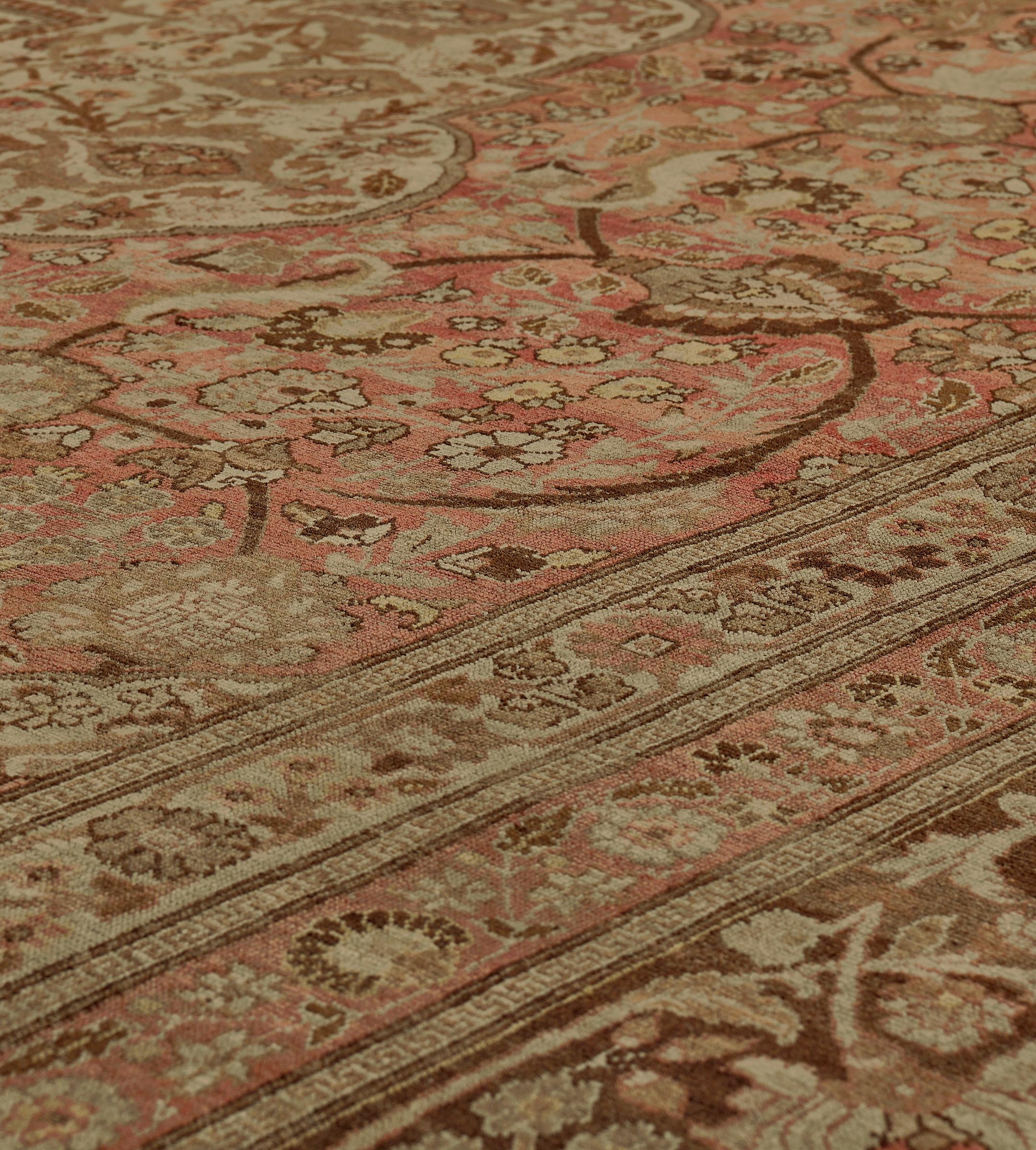 Tappeto Tabriz floreale in lana antica oversize tessuto a mano 14'x19'4