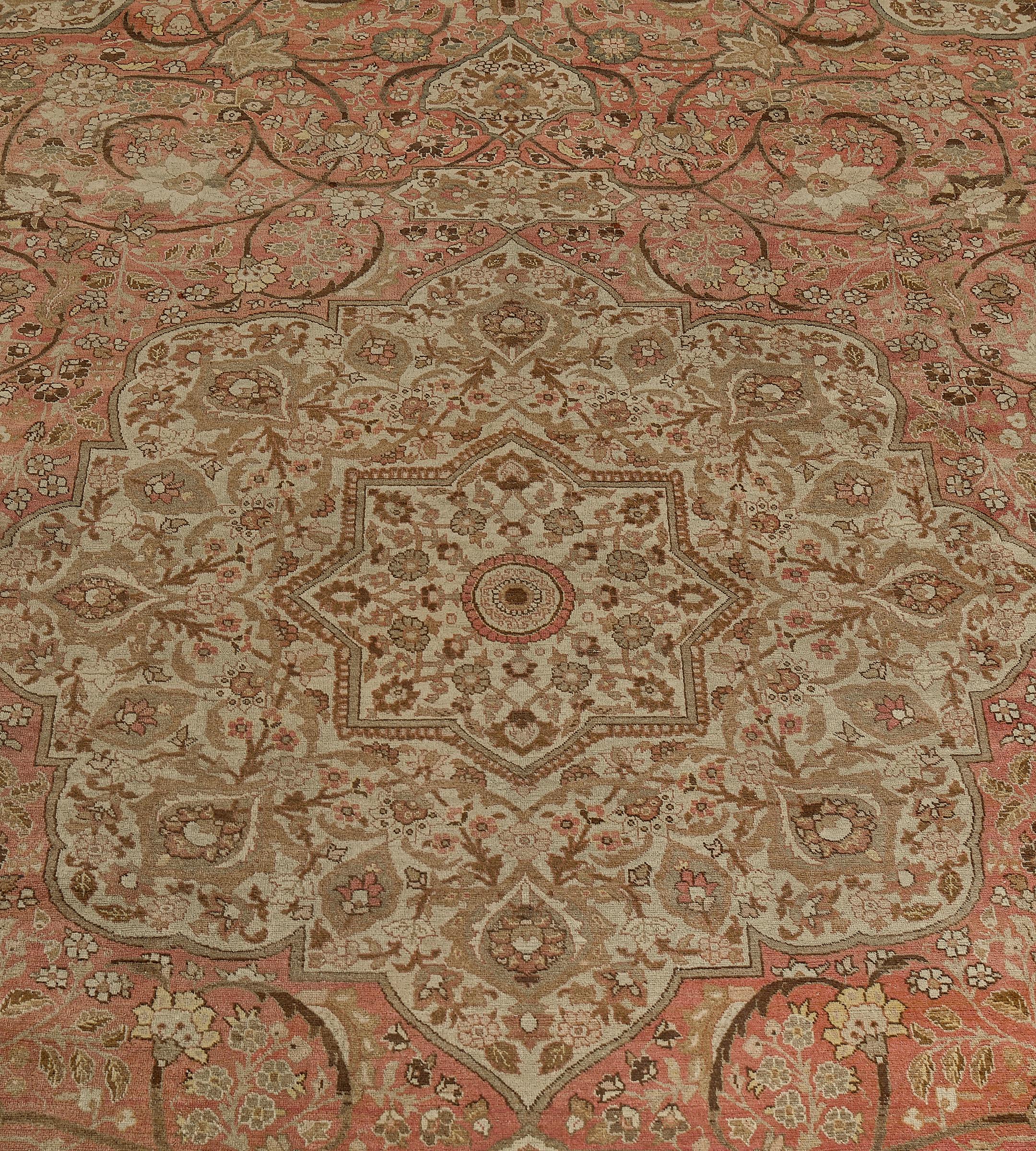 Tappeto Tabriz floreale in lana antica oversize tessuto a mano 14'x19'4