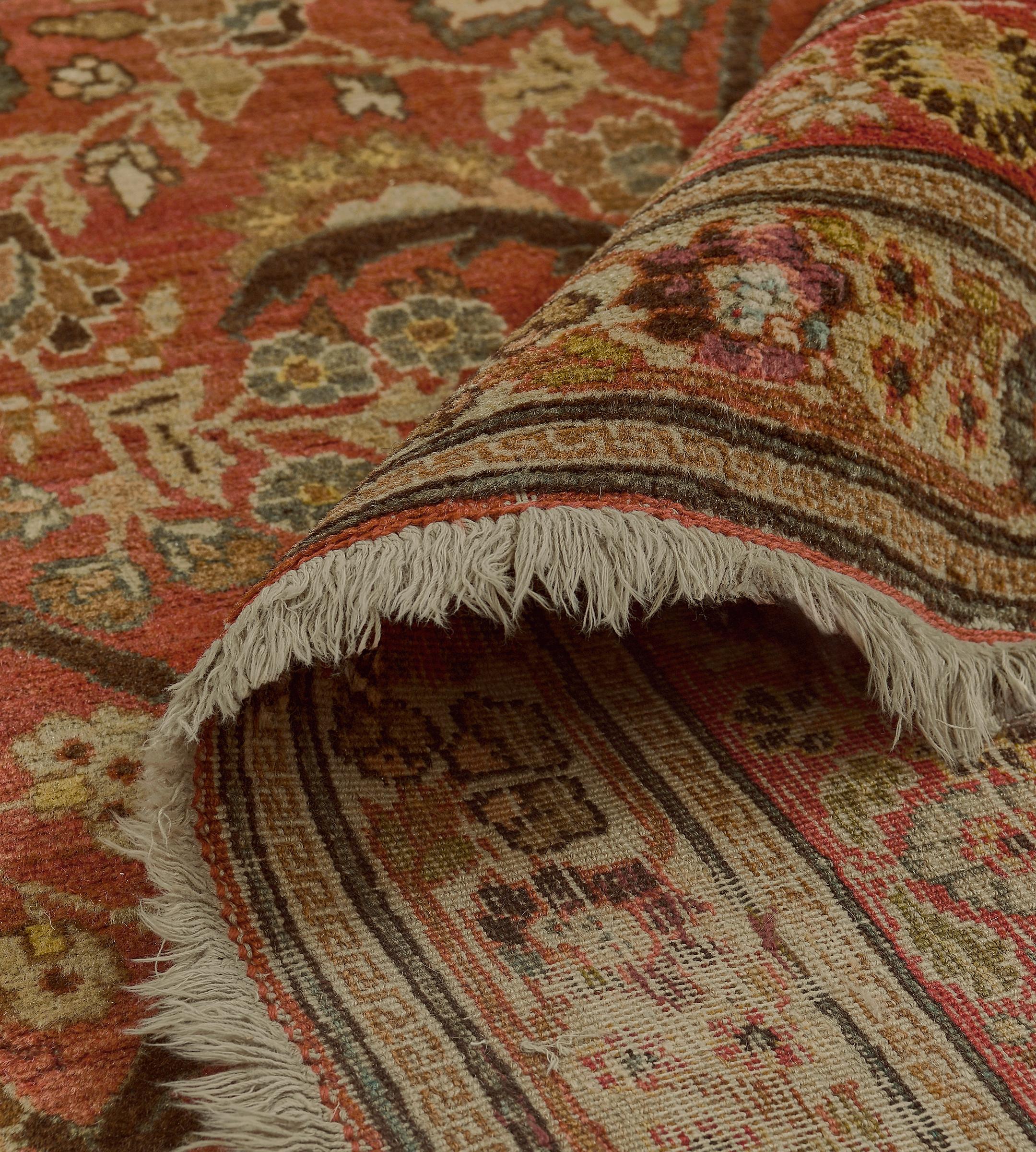 Tappeto Tabriz floreale in lana antica oversize tessuto a mano 14'x19'4