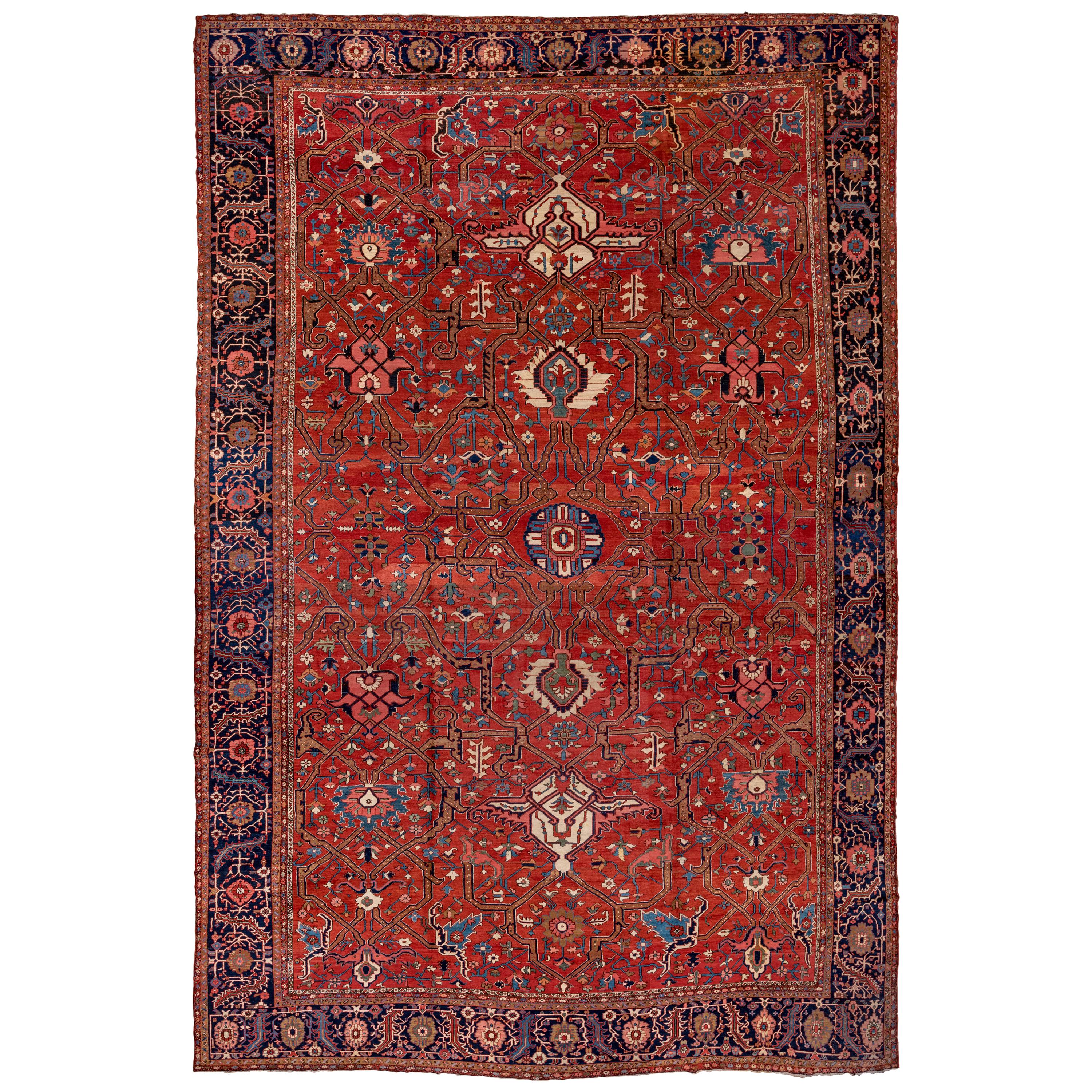 Oversized Antique Heriz Serapi Carpet, Excellent Condition