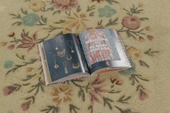 Oversized Antique Hooked Rug in Gold with Chinese Floral Designs - Rug & Kilim