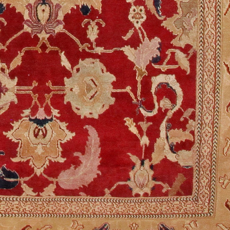 Hand-Knotted Antique Indian Agra Carpet. Size: 16 ft 7 in x 20 ft 10 in For Sale