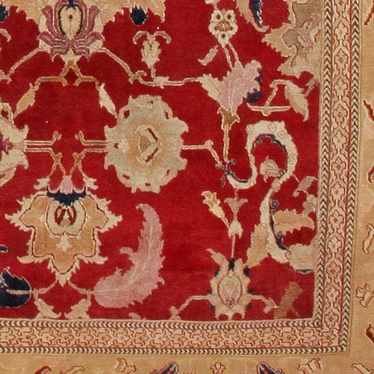 Alfombra antigua india de Agra. Tamaño: 16 pies 7 pulgadas x 20 pies 10 pulgadas siglo XIX en venta