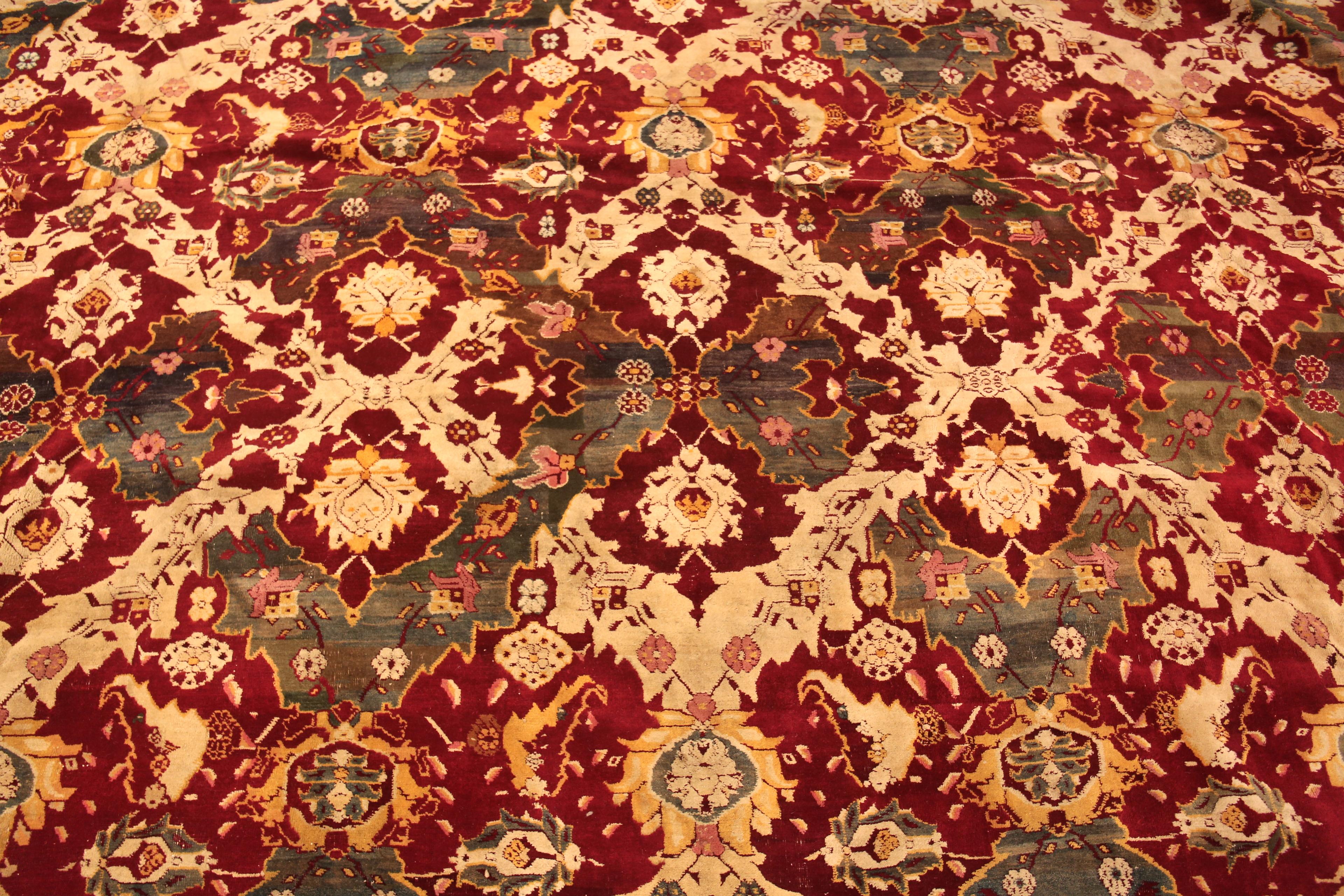 19th Century Oversized Antique Indian Agra Rug. 18 ft 2 in x 30 ft 10 in For Sale
