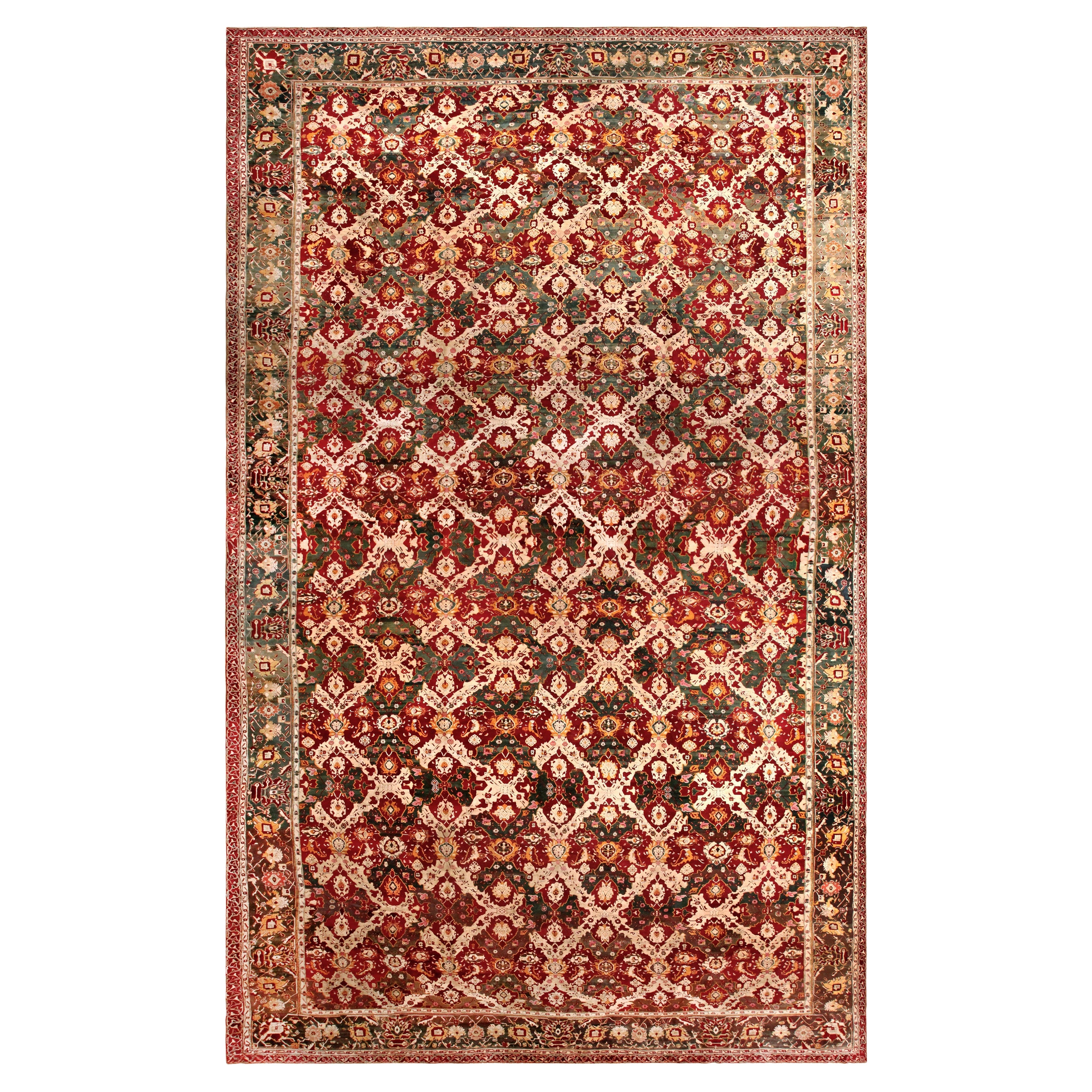 Übergroßer antiker indischer Agra-Teppich. 18 ft 2 in x 30 ft 10 in