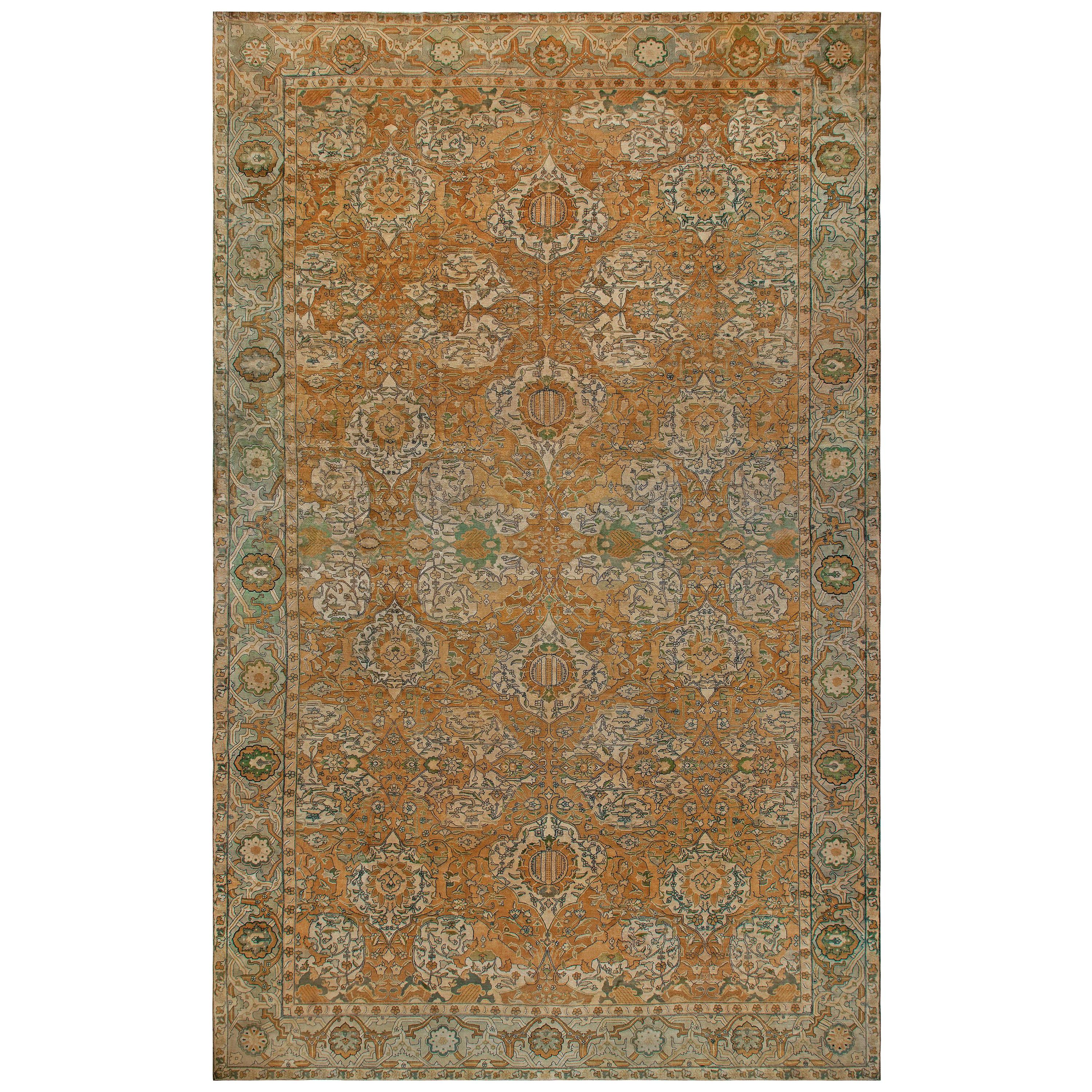 Oversized 19th Century Indian Agra Botanic Rug For Sale