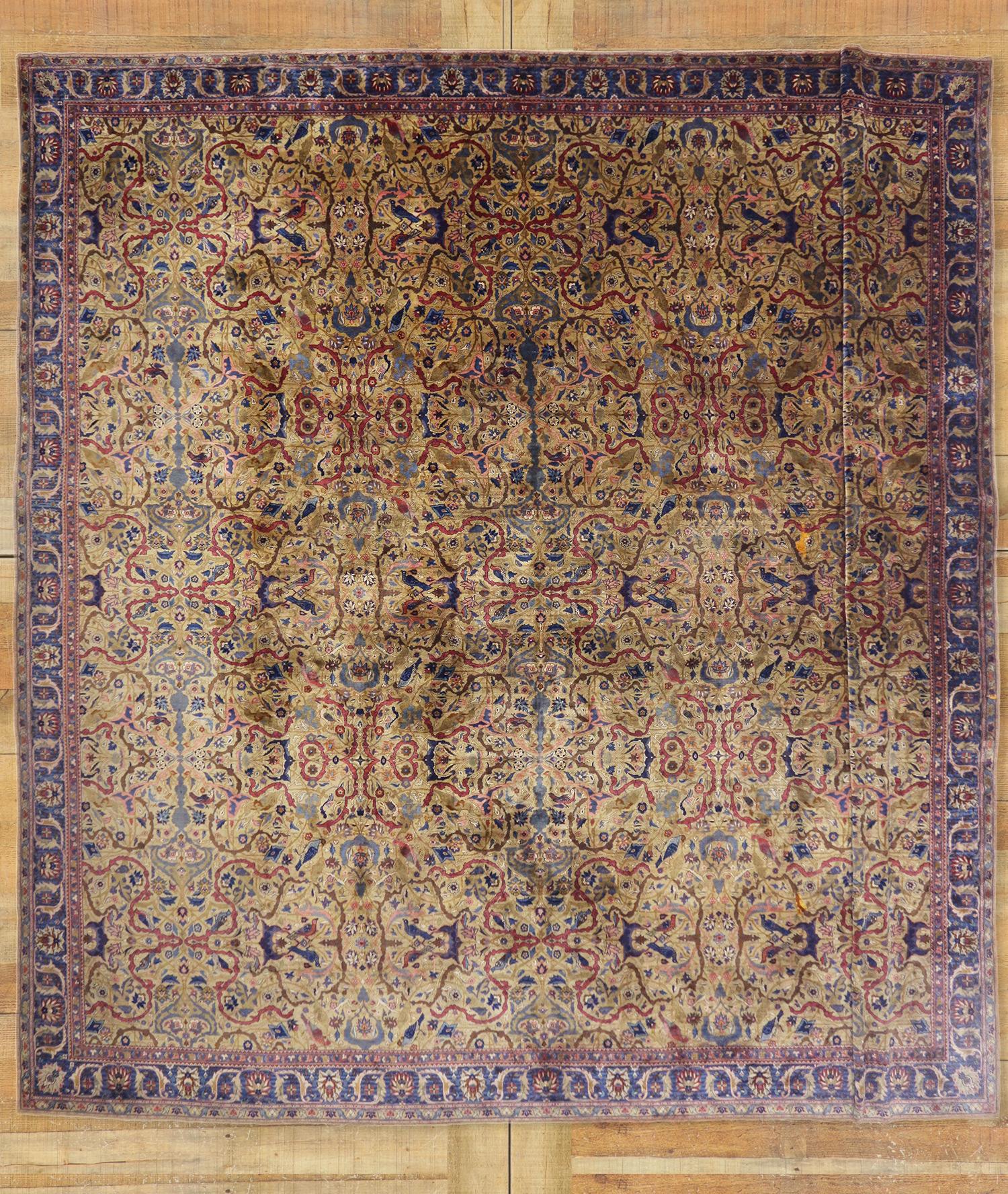 Oversized Antique Indian Agra Rug, Hotel Lobby Size Carpet For Sale 1
