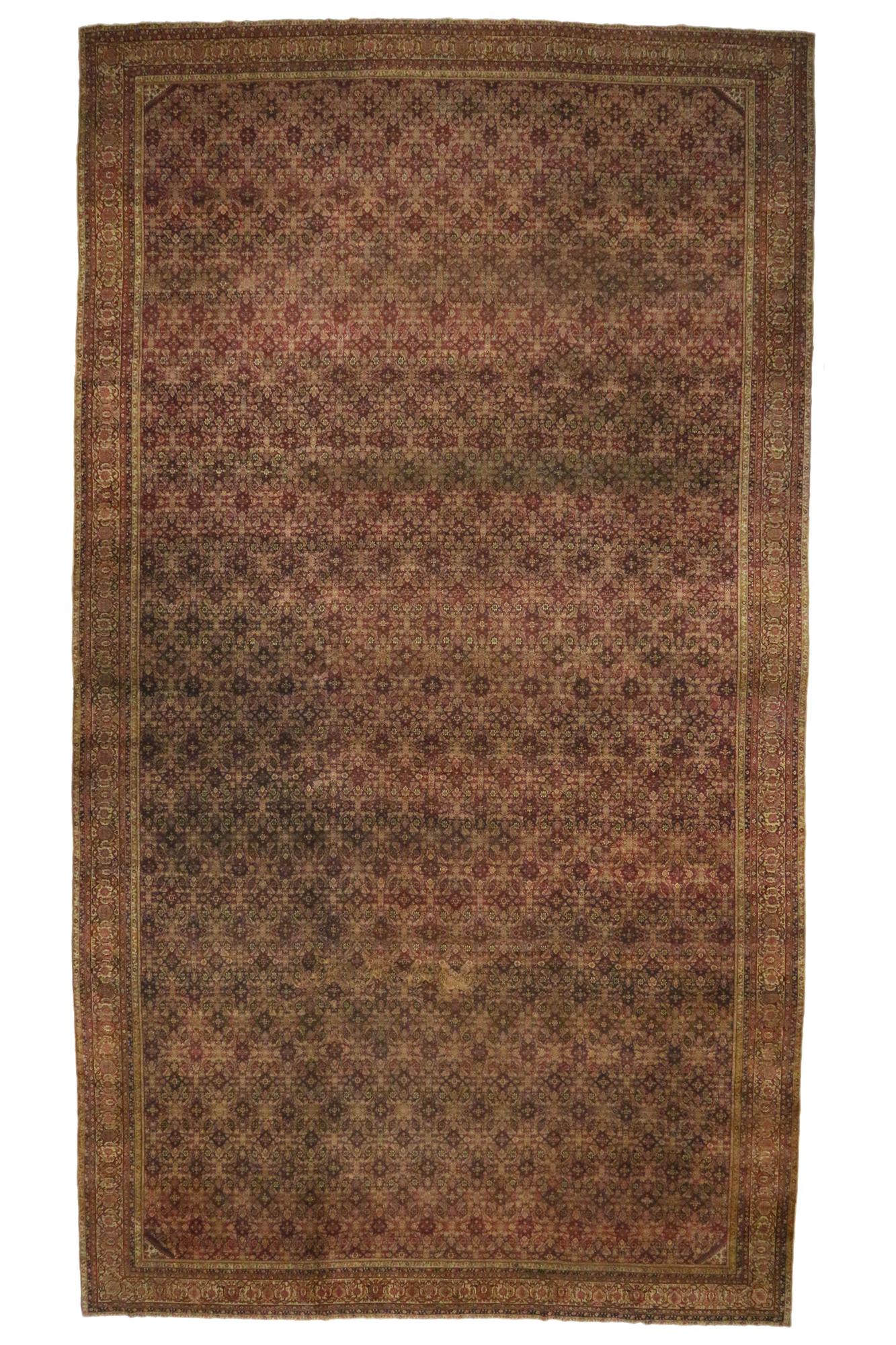 Oversized Antique Indian Agra Rug, Hotel Lobby Size Carpet For Sale 2