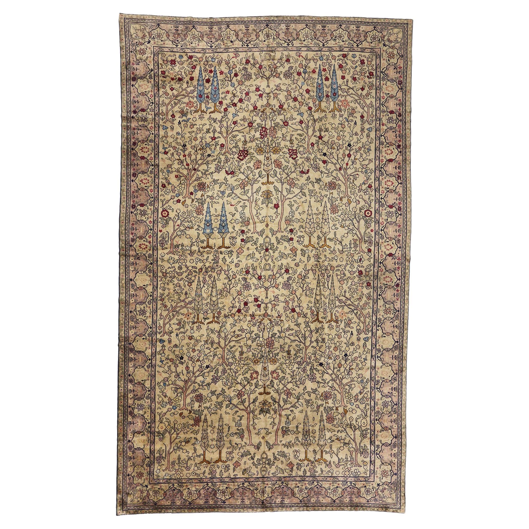 Oversized Antique Indian Agra Rug, Hotel Lobby Size Carpet For Sale