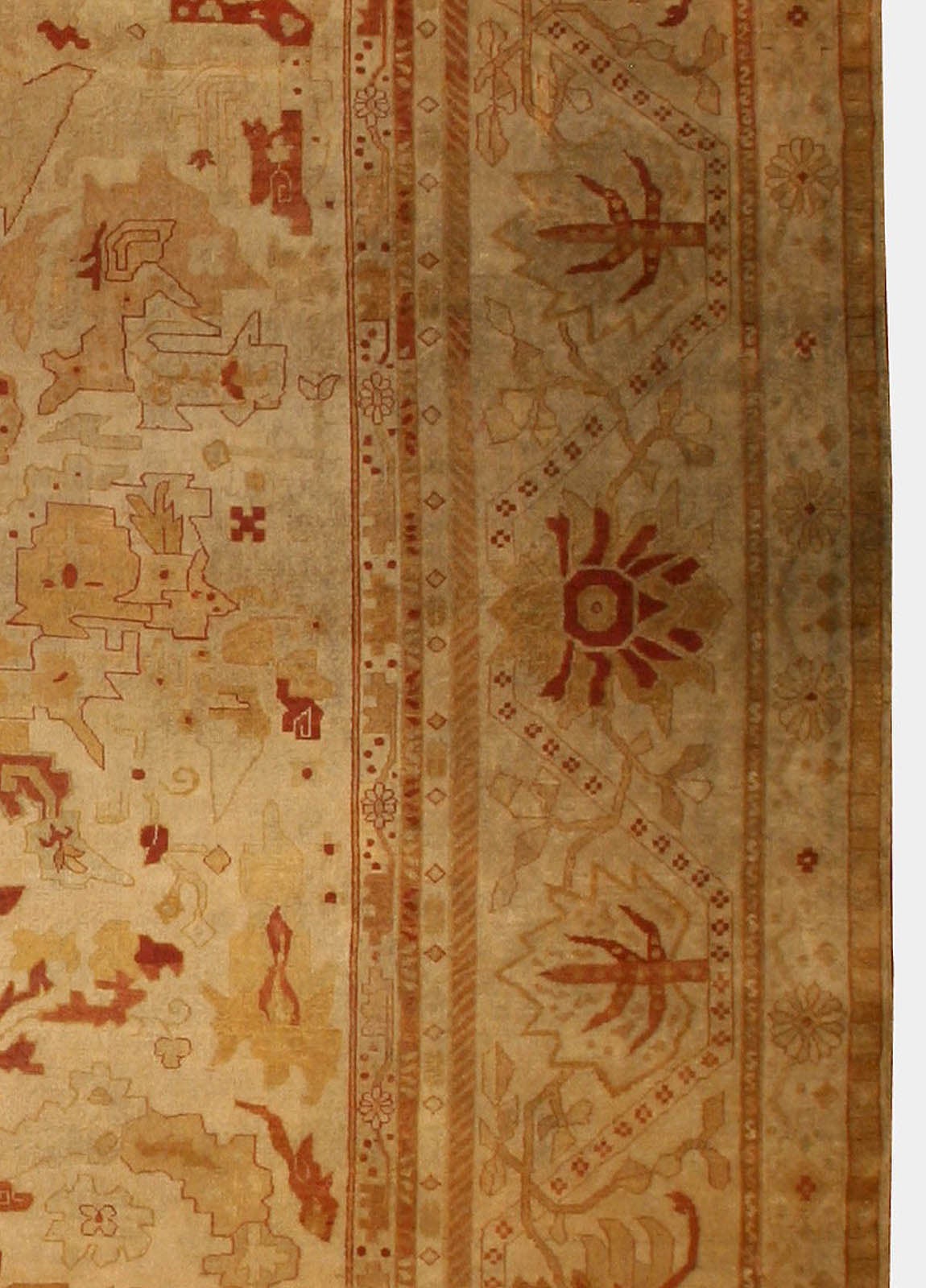 19th Century Oversized Antique Indian Amritsar Handmade Wool Rug For Sale