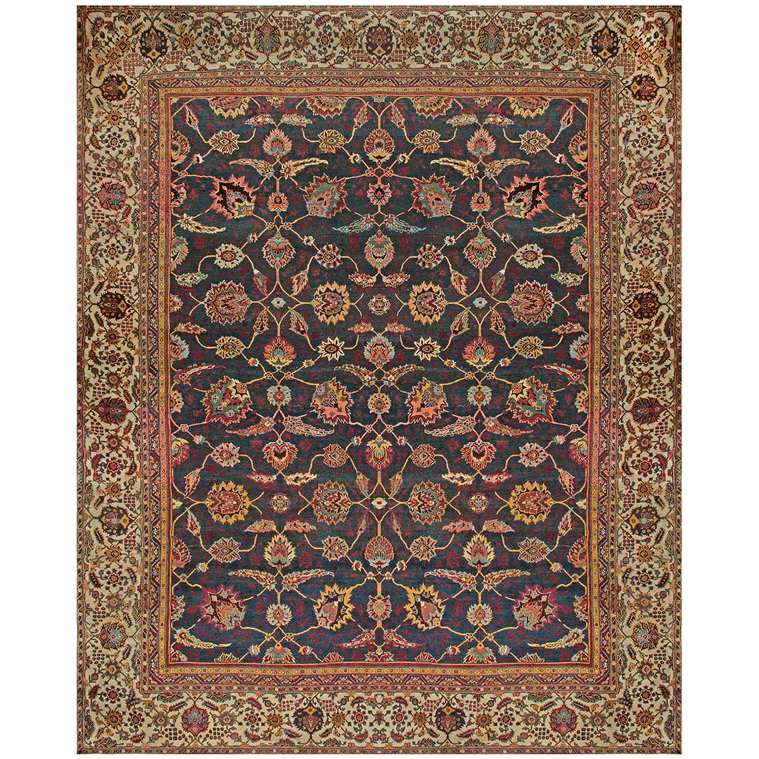 Oversized Antique Indian Amritsar Handmade Wool Rug For Sale