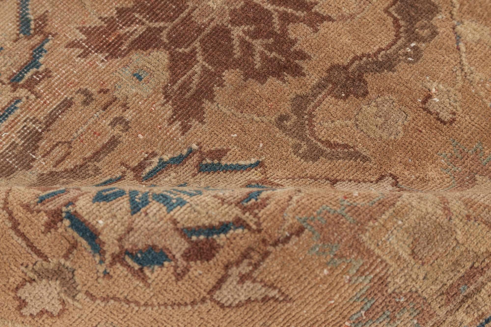 Oversized antique Indian botanic handmade wool rug
Size: 15'10