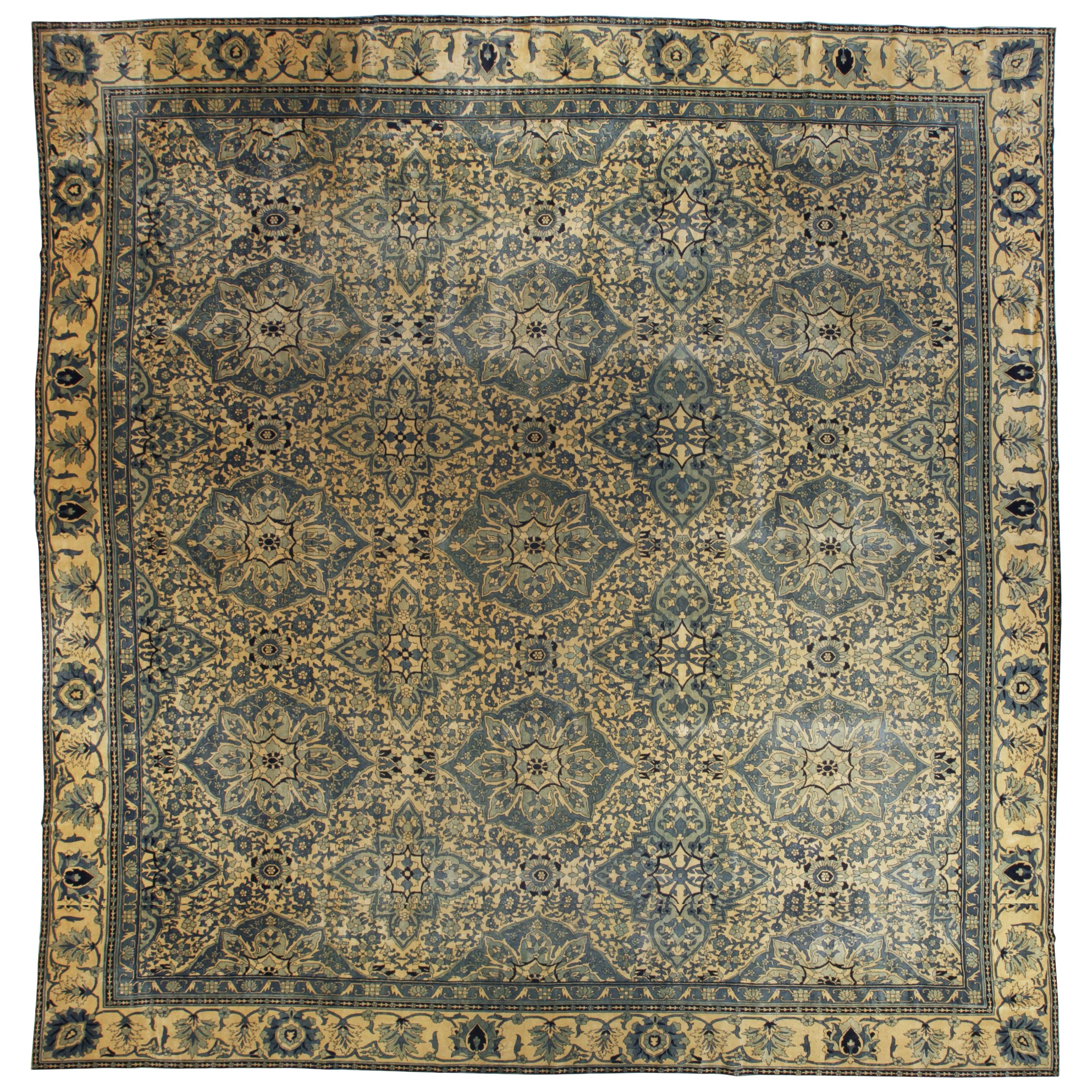 Oversized Antique Indian Handmade Wool Rug For Sale