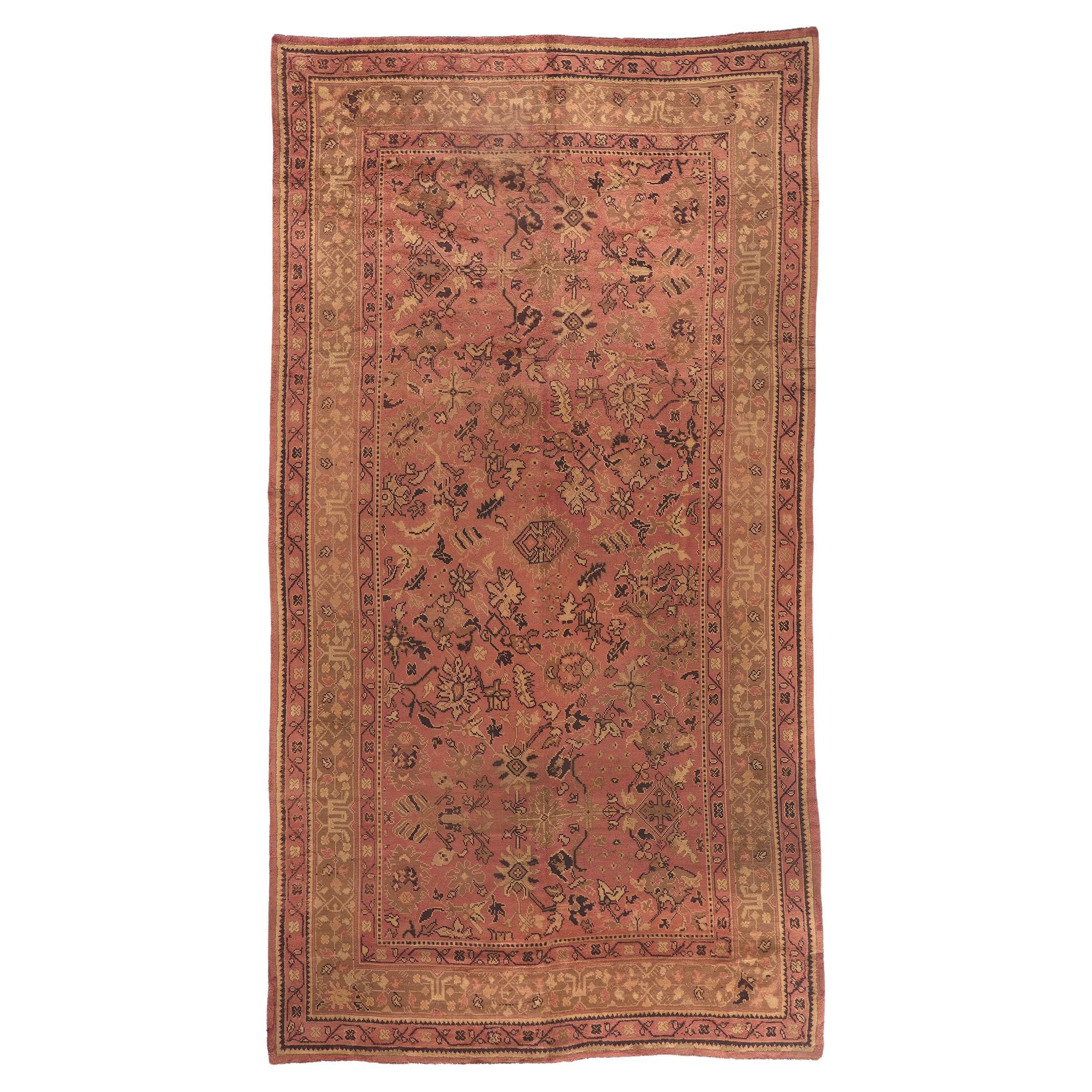 Oversized Antique Irish Donegal Rug, Autumn in Ireland For Sale