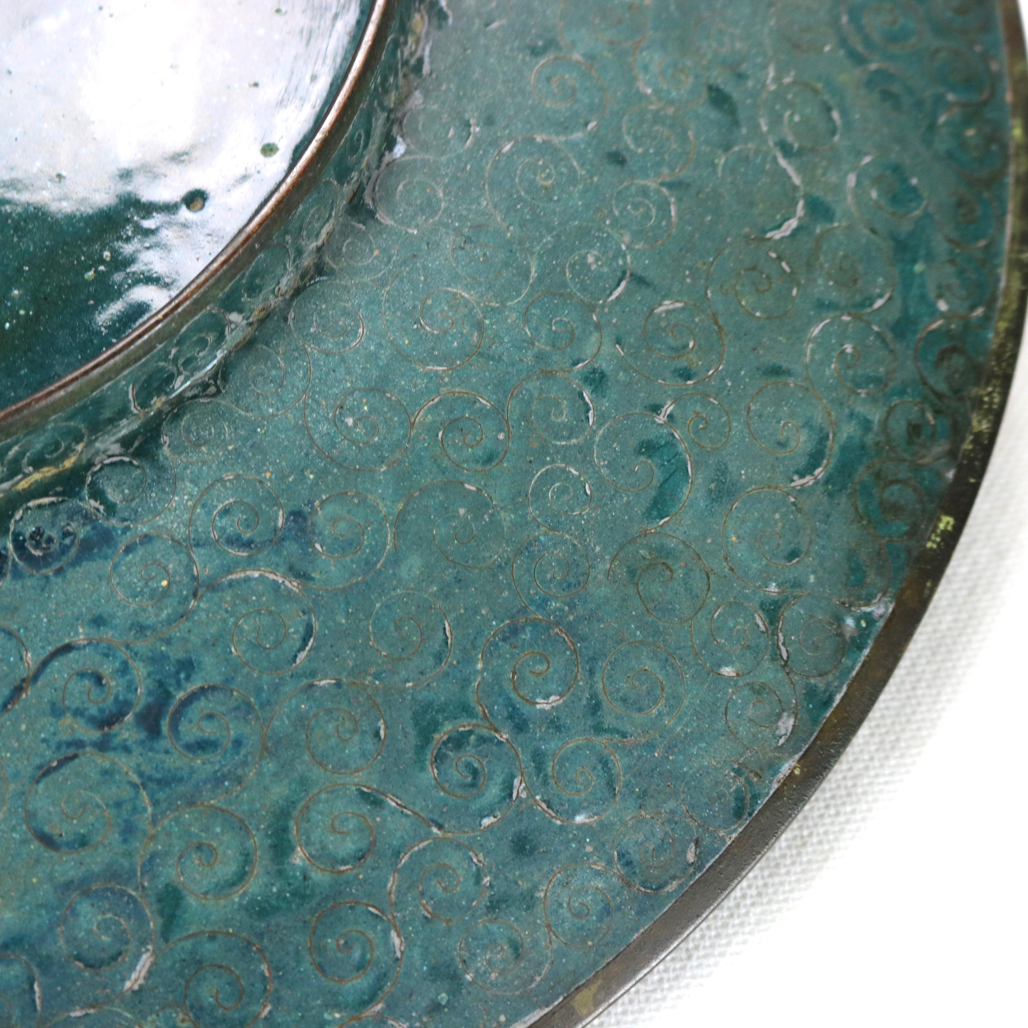 Oversized Antique Japanese Cloisonne Charger C1920 For Sale 1