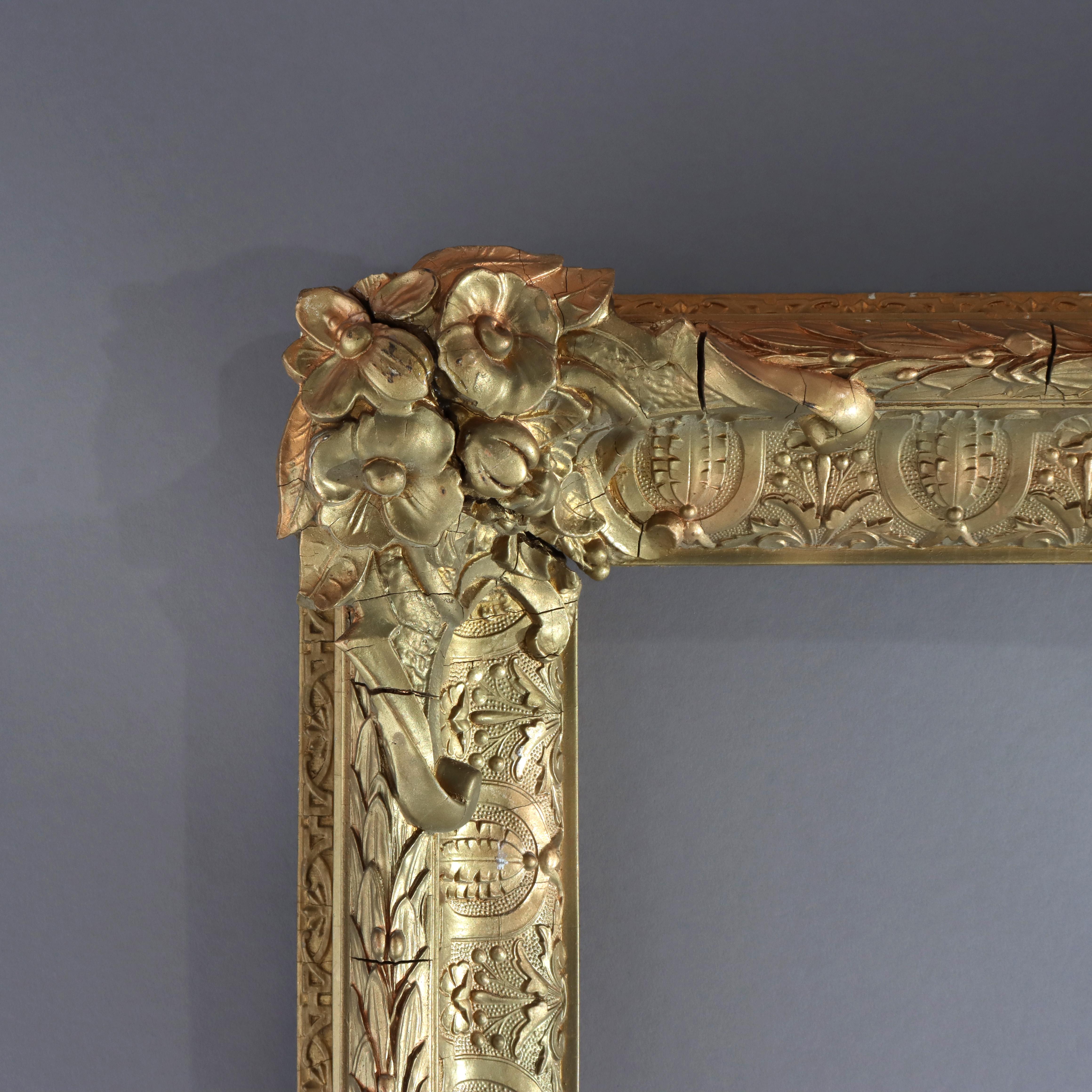 Cadre ancien surdimensionné Johnson & Copping sculpté en bois doré signé C1900 Bon état - En vente à Big Flats, NY