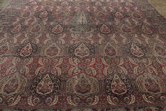 Oversized Antique Kerman Lavar Rug in Red with Floral Patterns  Rug & Kilim