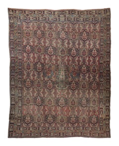 Übergroßer antiker Kerman Lavar-Teppich in Rot mit Blumenmuster  Rug 
Kilim