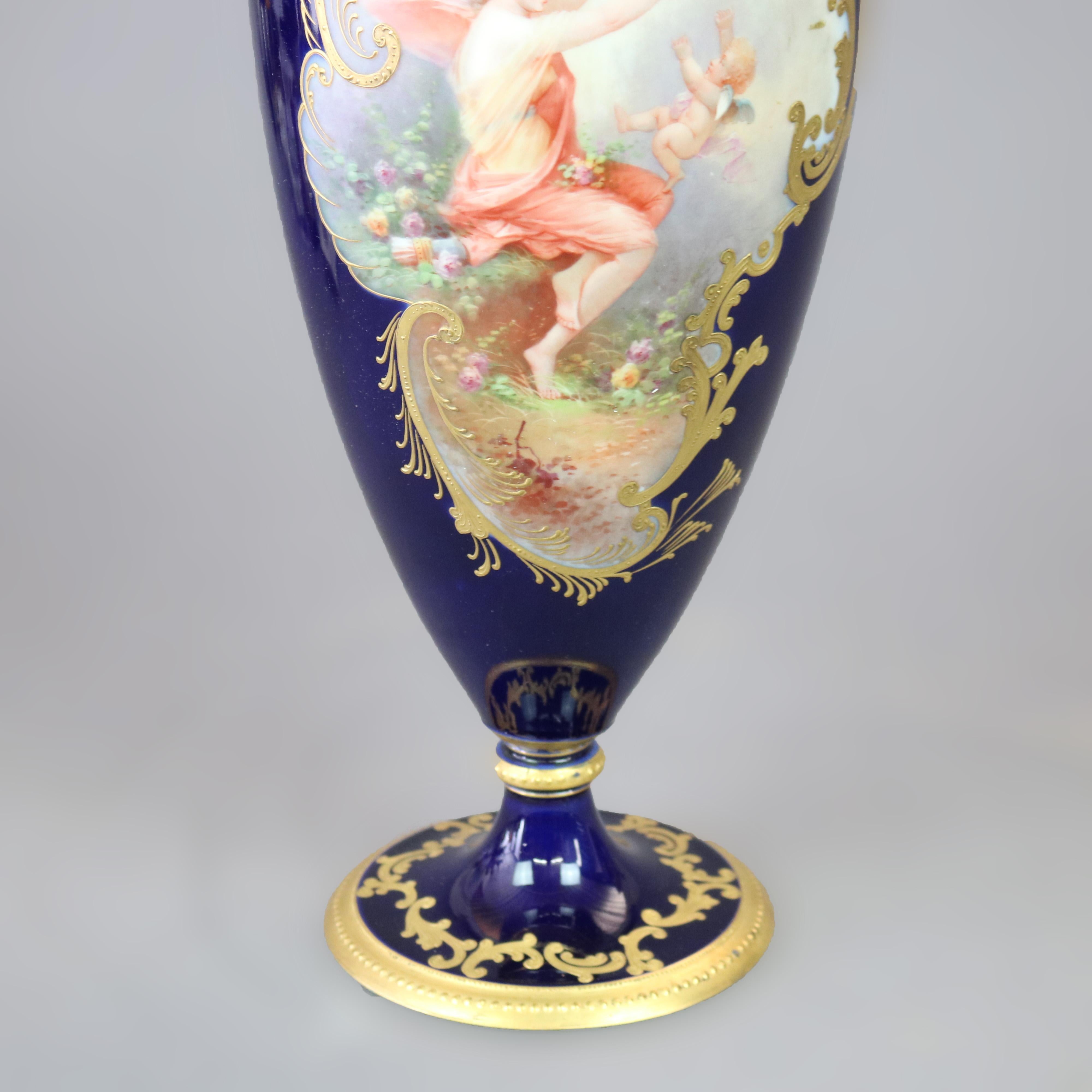 Oversized Antique Limoges Porcelain Hand Painted Allegorical Portrait Urn c1900 For Sale 8