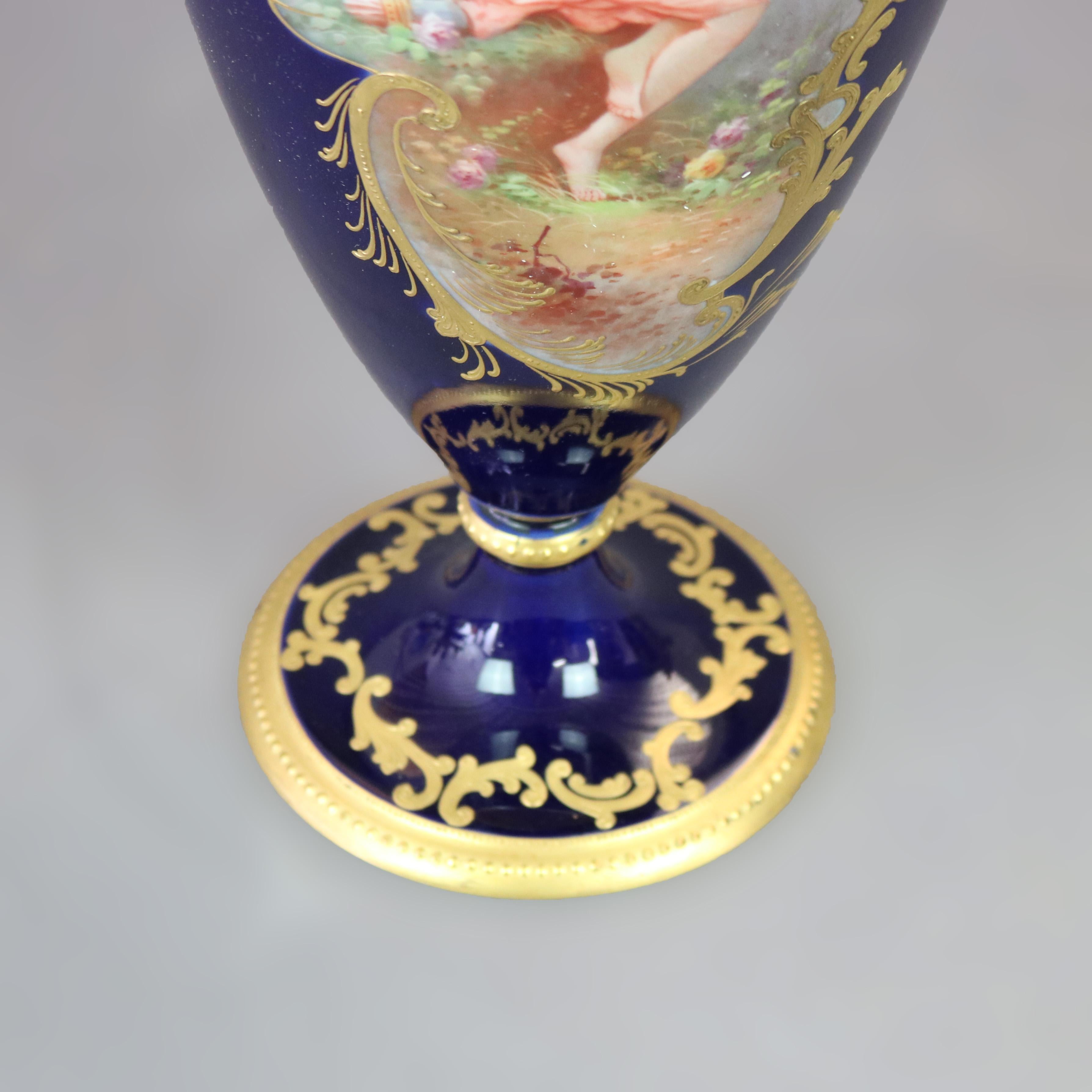 Oversized Antique Limoges Porcelain Hand Painted Allegorical Portrait Urn c1900 For Sale 9