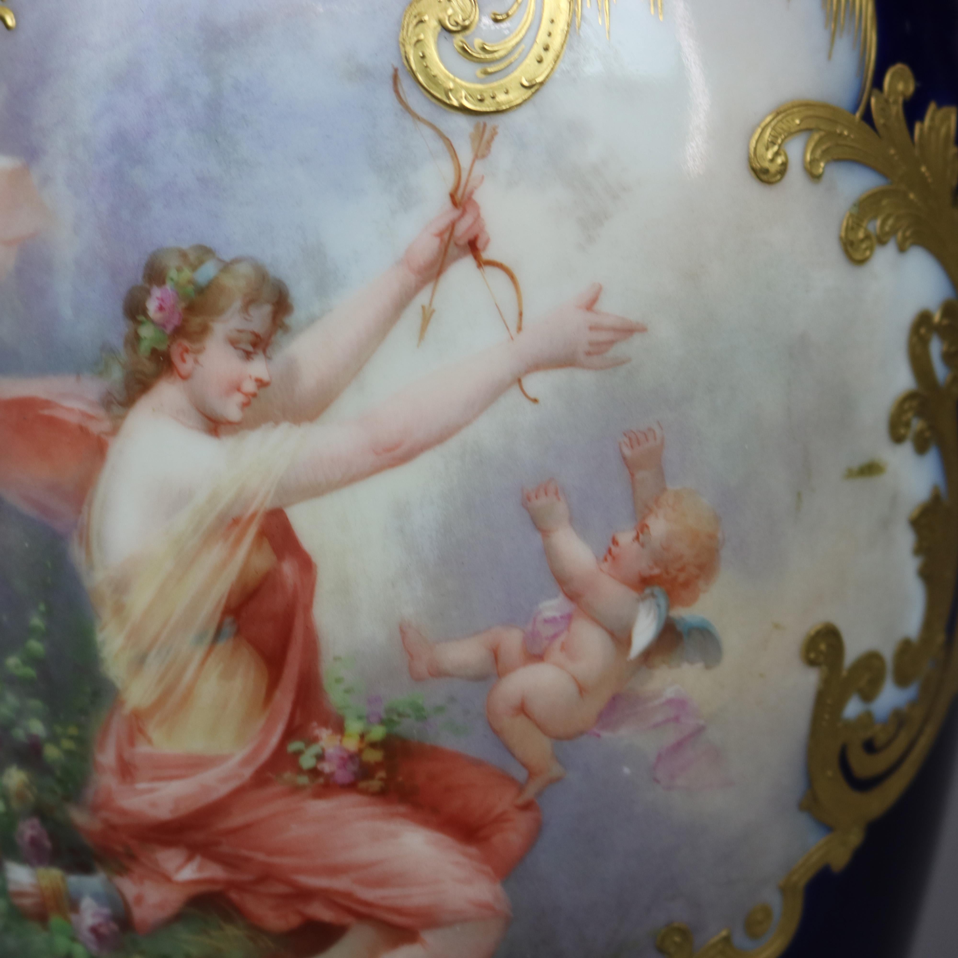 Oversized Antique Limoges Porcelain Hand Painted Allegorical Portrait Urn c1900 For Sale 11