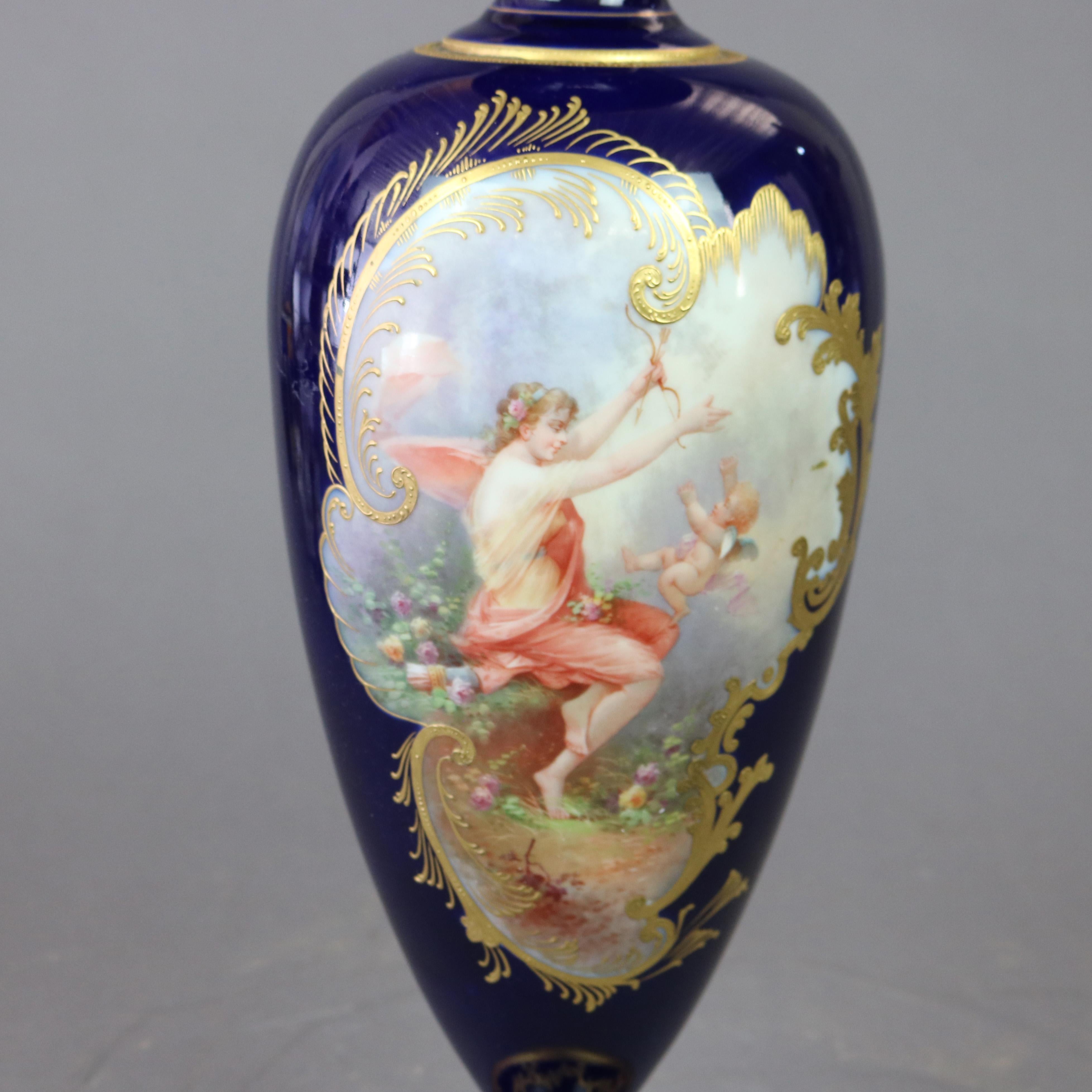 20th Century Oversized Antique Limoges Porcelain Hand Painted Allegorical Portrait Urn c1900 For Sale