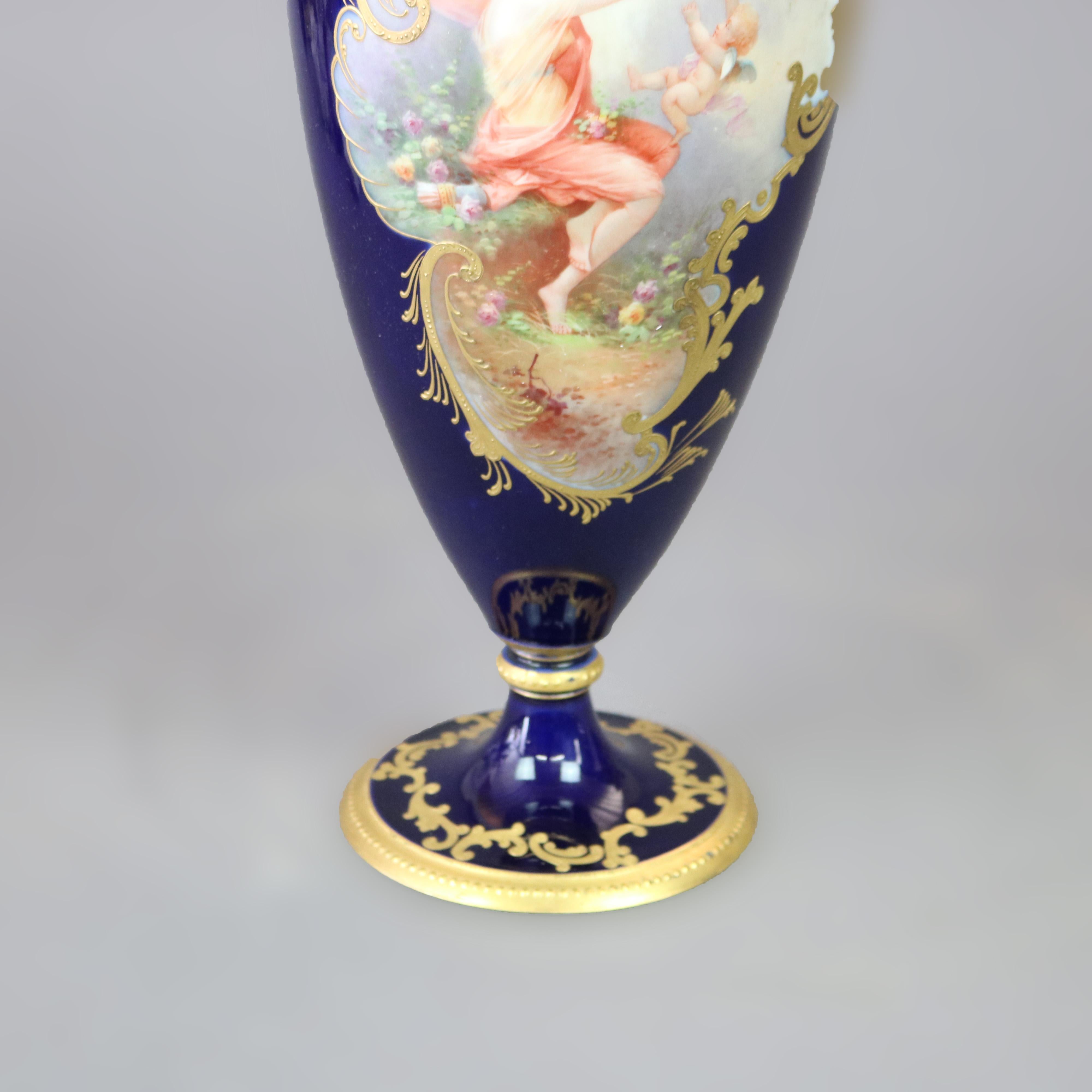 Oversized Antique Limoges Porcelain Hand Painted Allegorical Portrait Urn c1900 For Sale 1