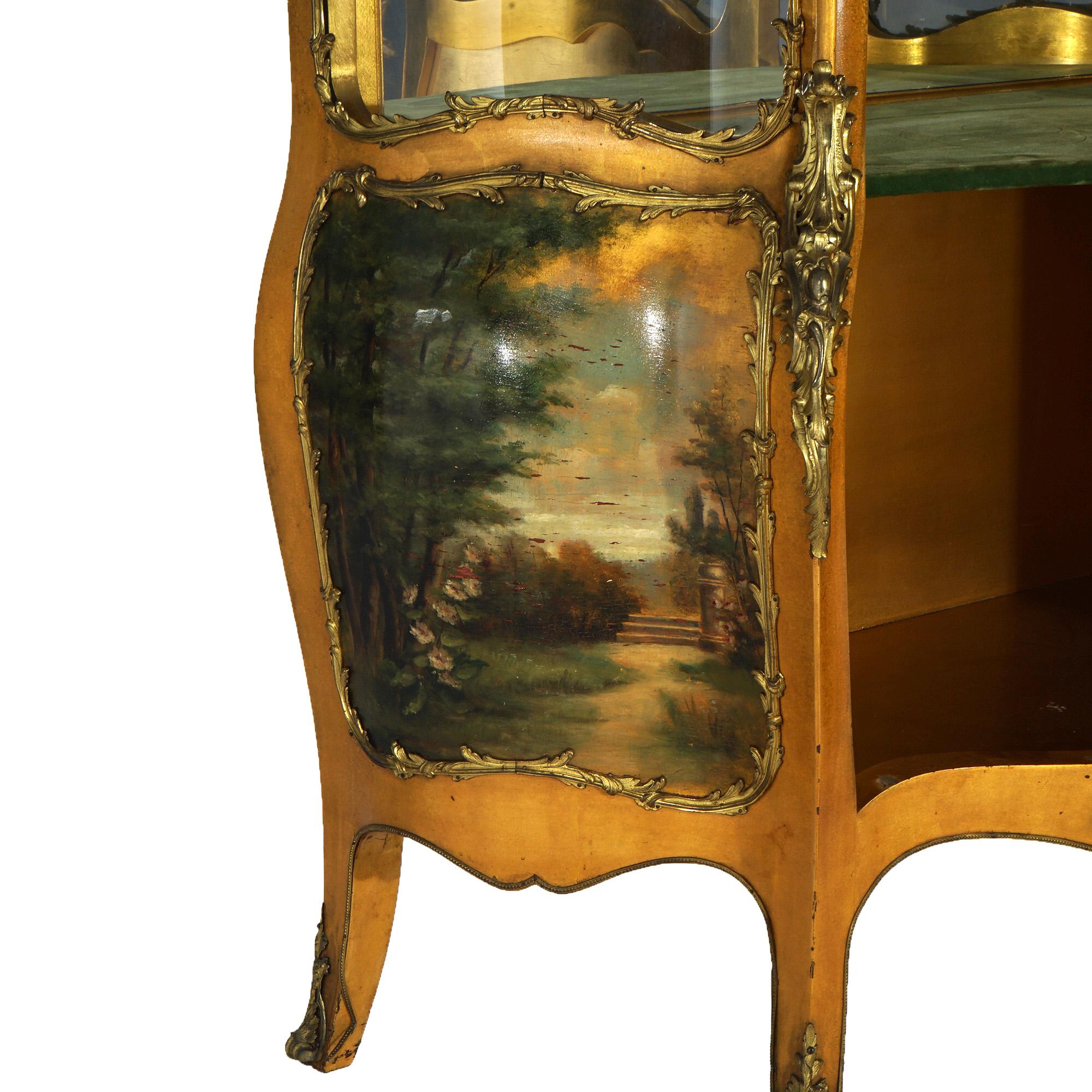 Vitrina sovradimensionata in legno dorato e ormeggio decorata in Vernis Martin dell'epoca Luigi XIV in vendita 7